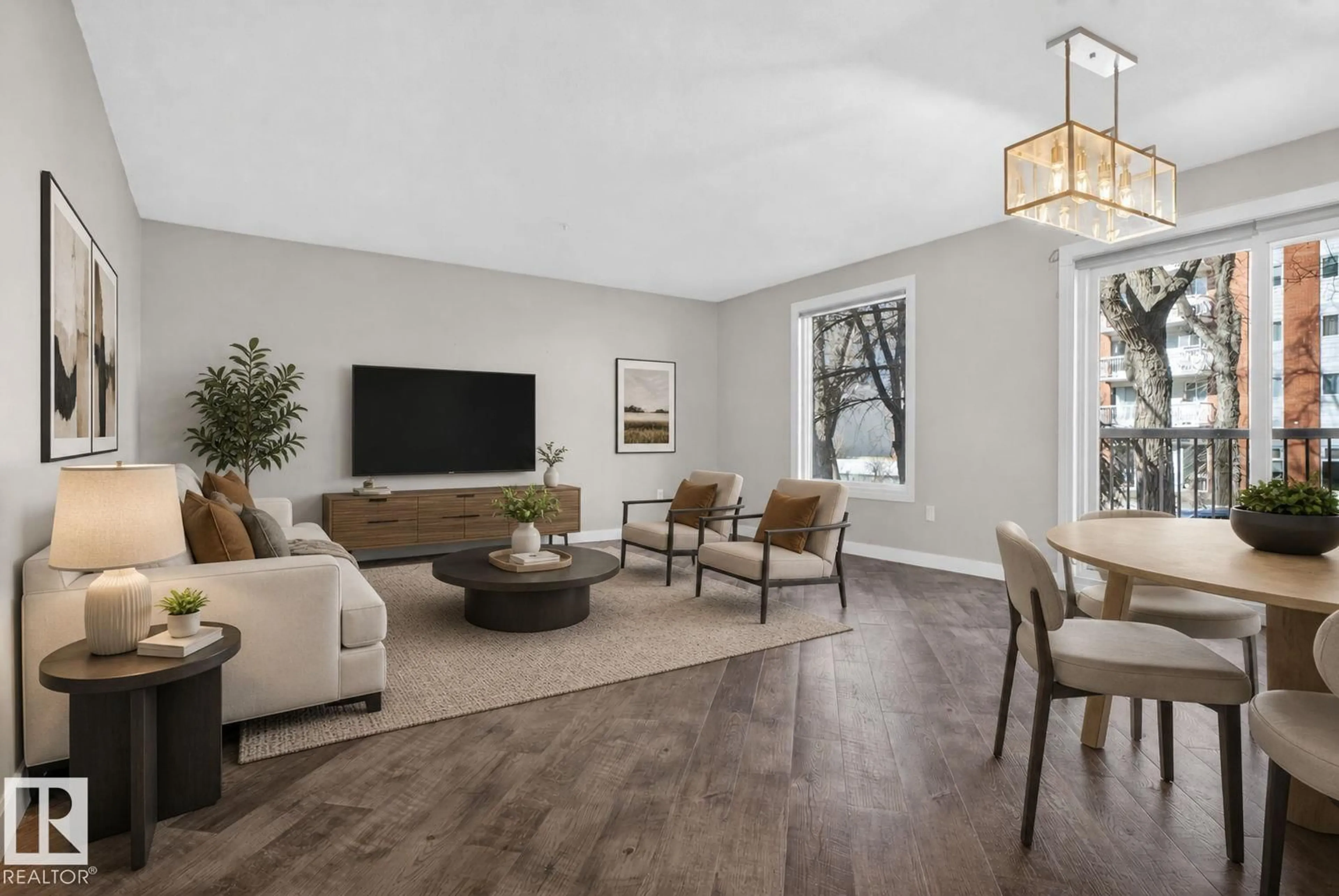 Living room with furniture, unknown for 113 10153 117 ST NW, Edmonton Alberta T5K1X5