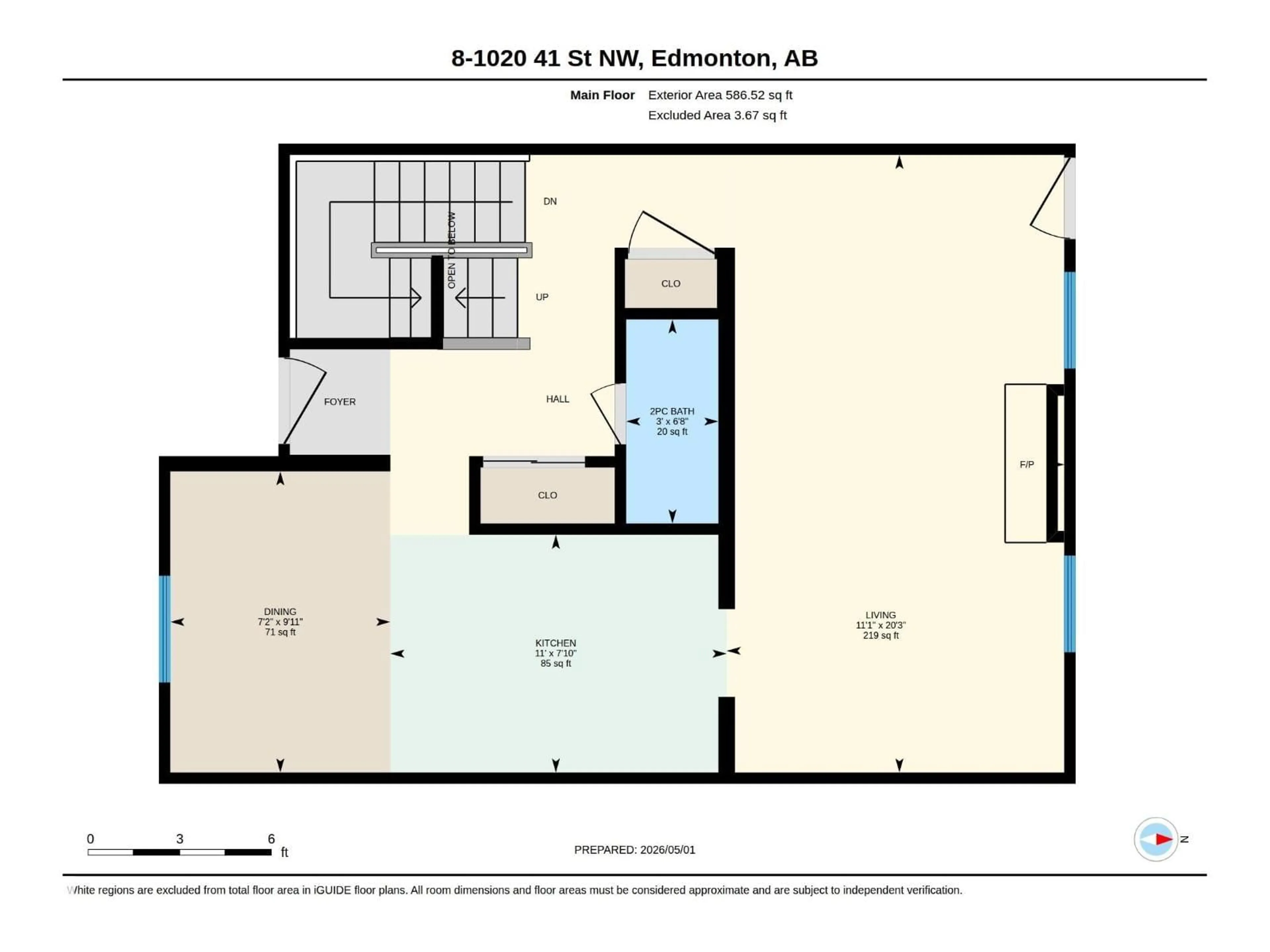 Floor plan for 8 - 1020 41 ST, Edmonton Alberta T6L3N6