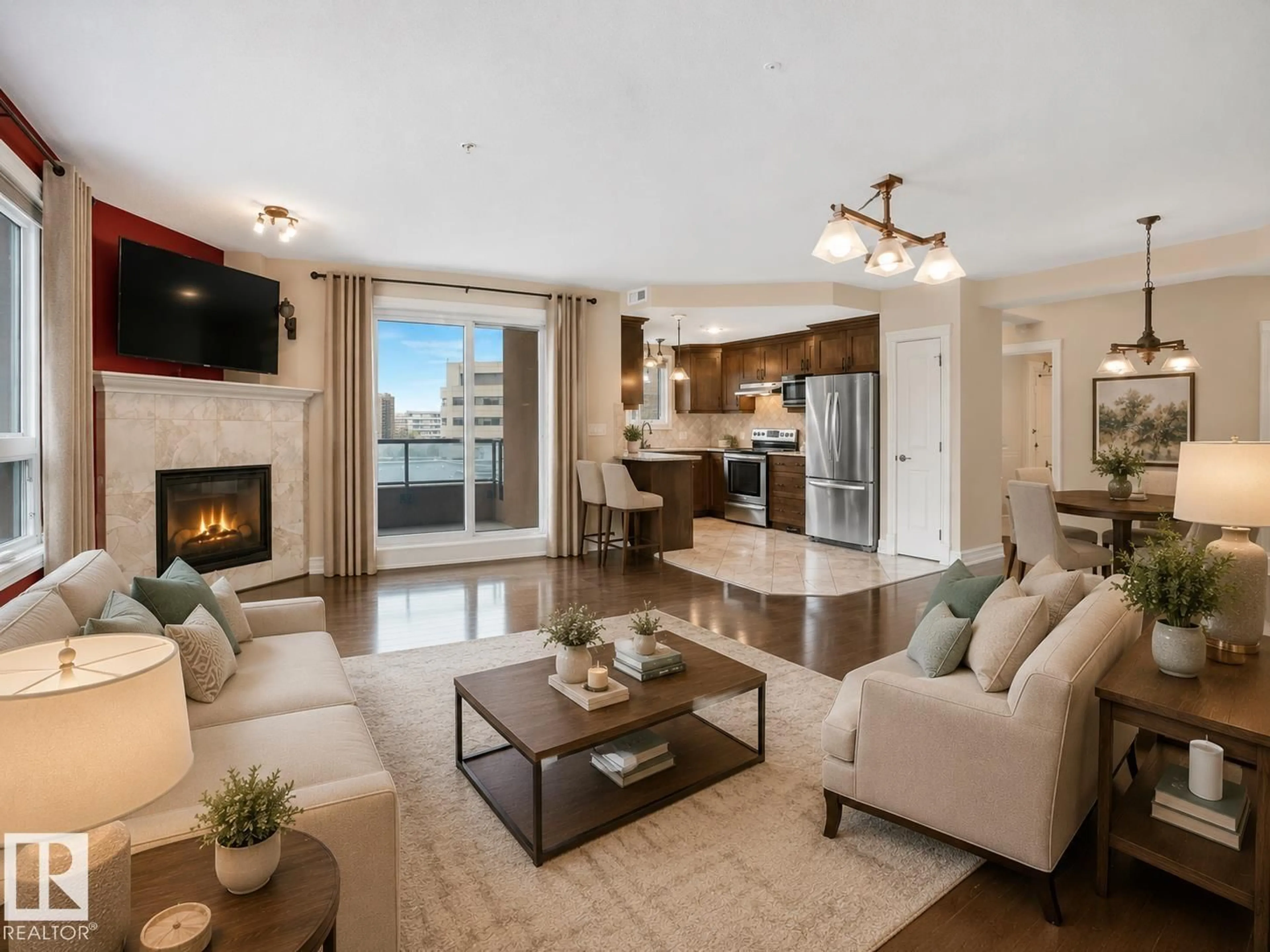 Living room with furniture, unknown for 609 10142 111 ST NW, Edmonton Alberta T5K1K6