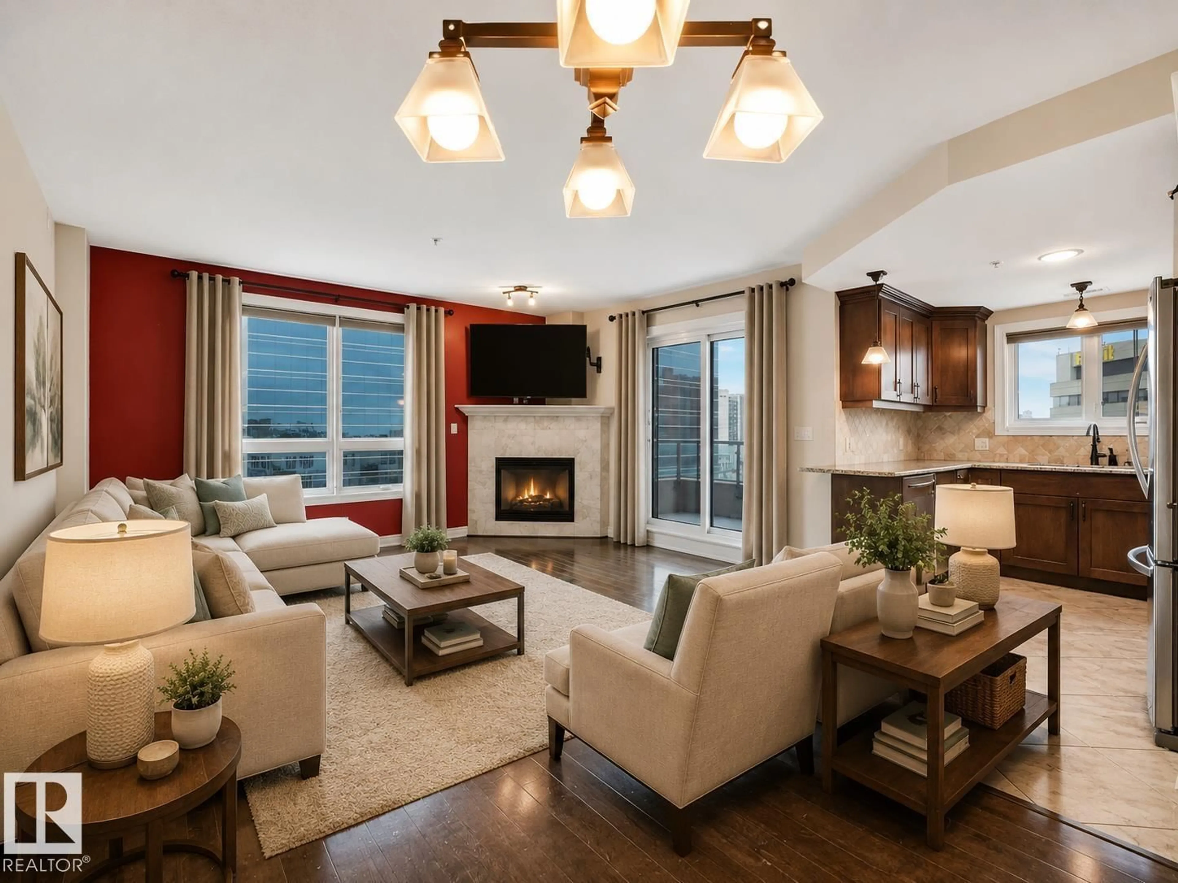 Living room with furniture, unknown for 609 10142 111 ST NW, Edmonton Alberta T5K1K6