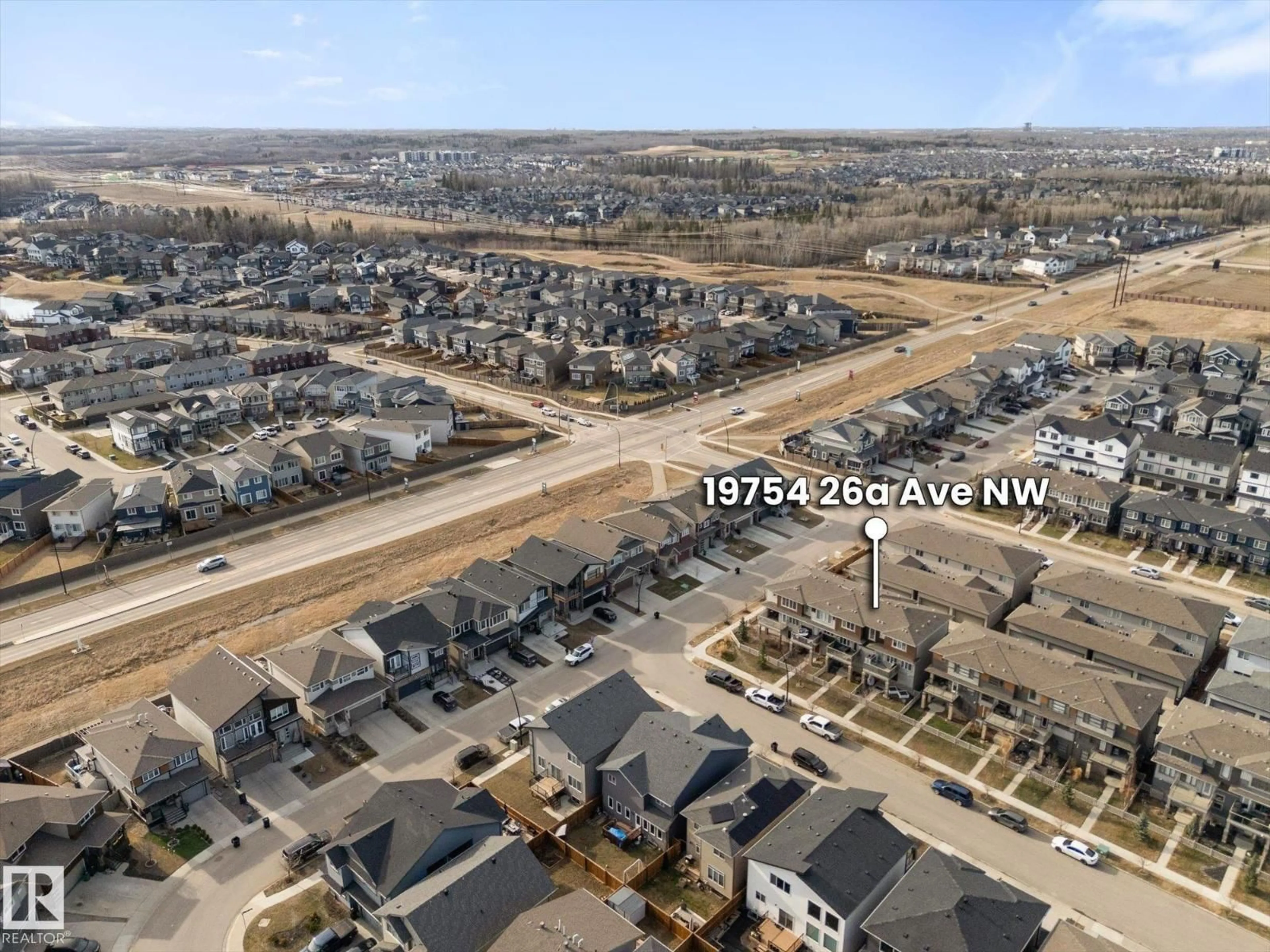 A pic from outside/outdoor area/front of a property/back of a property/a pic from drone, street for 19754 26A AV, Edmonton Alberta T6M0W9
