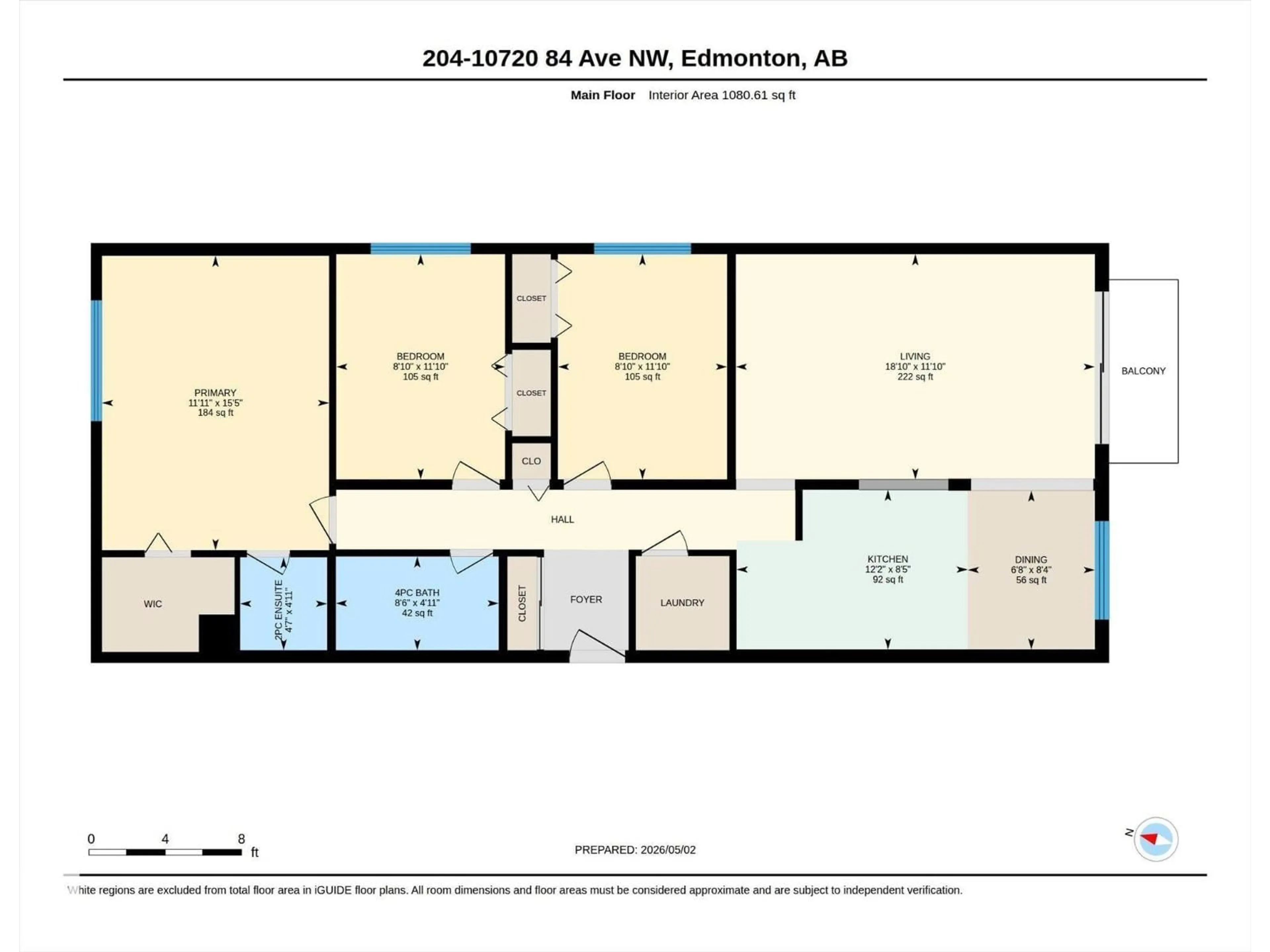 Floor plan for #204 - 10720 84 AV, Edmonton Alberta T6E2H9