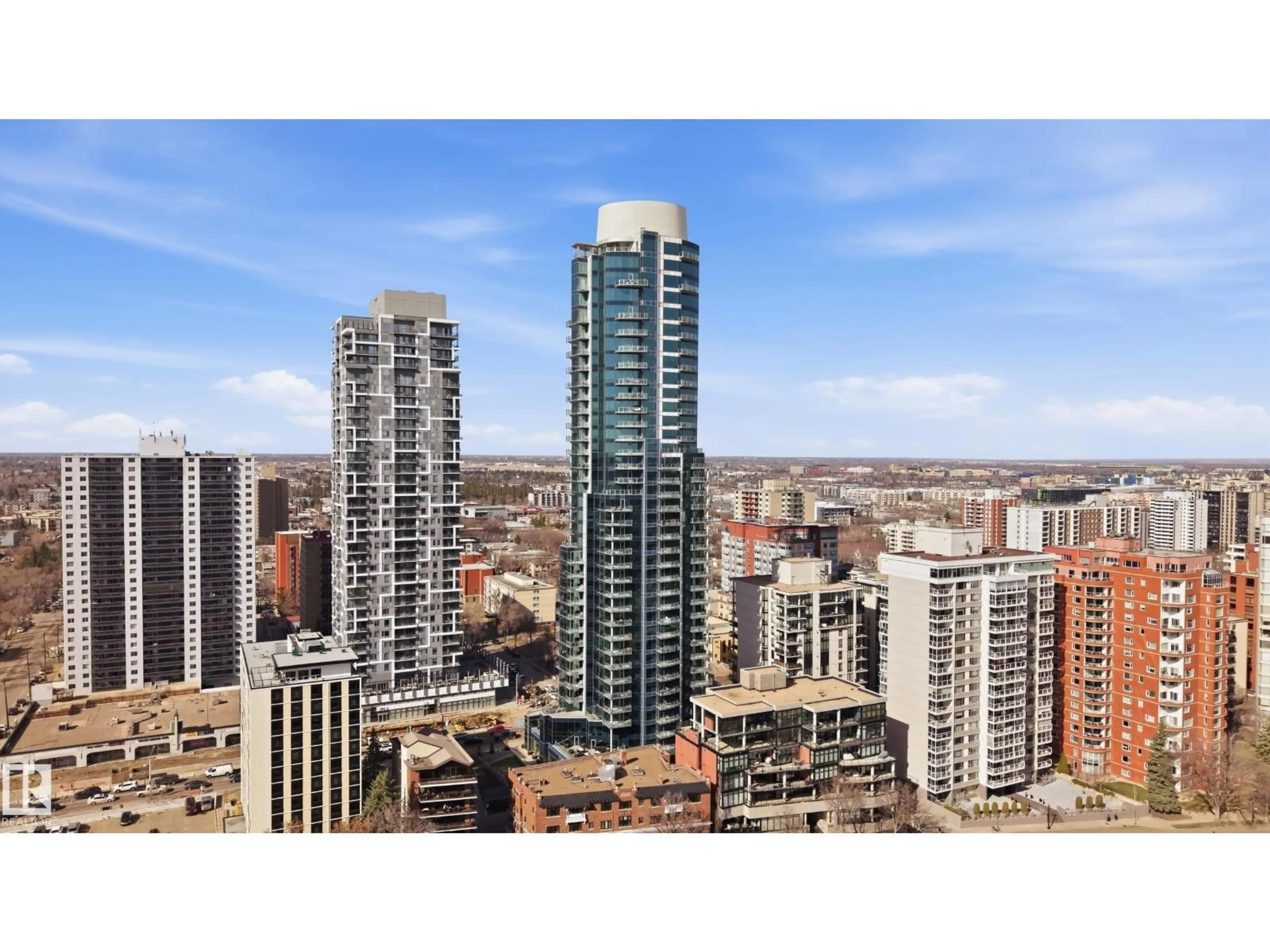 A pic from outside/outdoor area/front of a property/back of a property/a pic from drone, city buildings view from balcony for 1302 JASPER AV, Edmonton Alberta T5K0P1