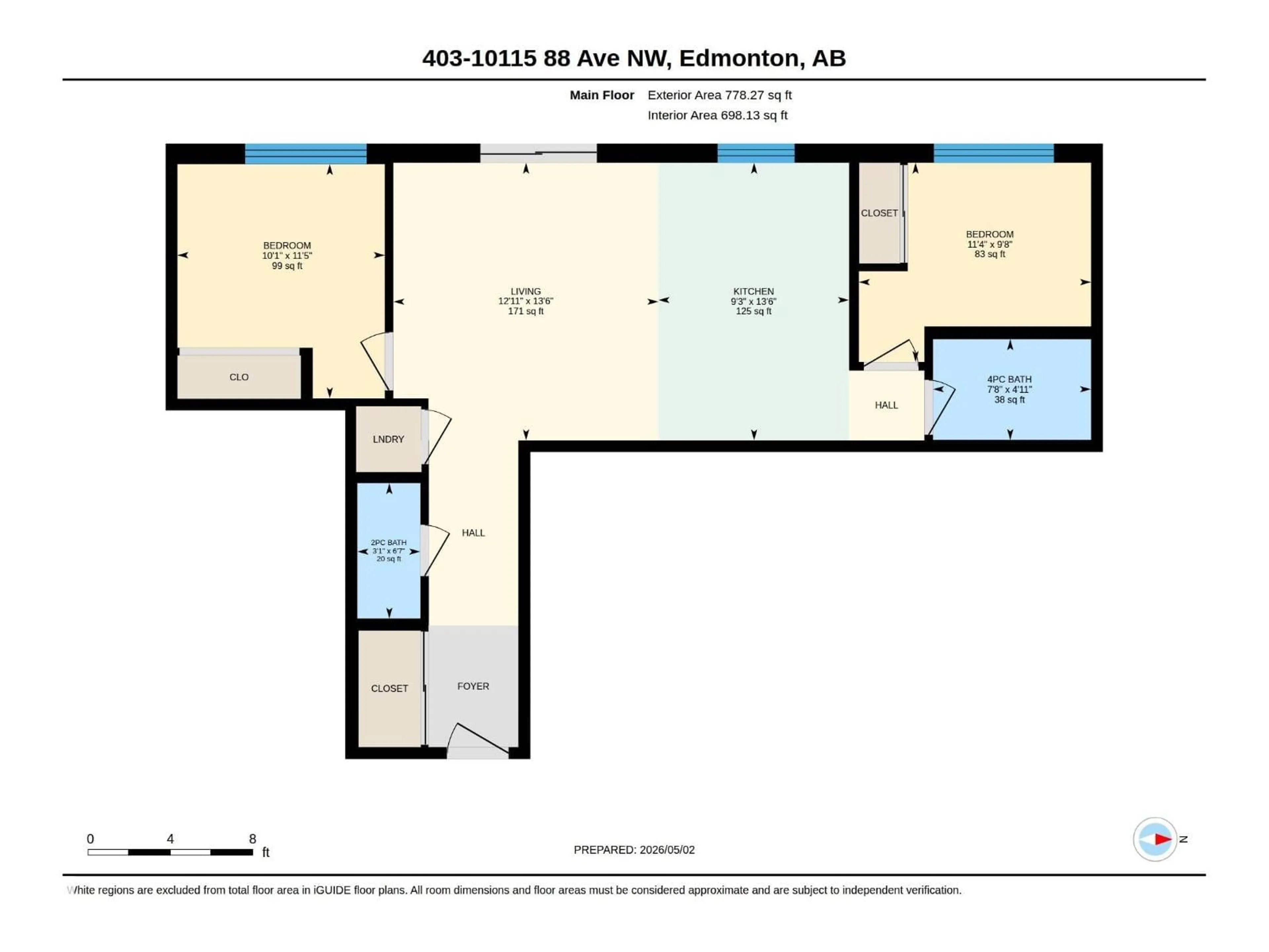 Floor plan for #403 - 10115 88 AV, Edmonton Alberta T6E2R8