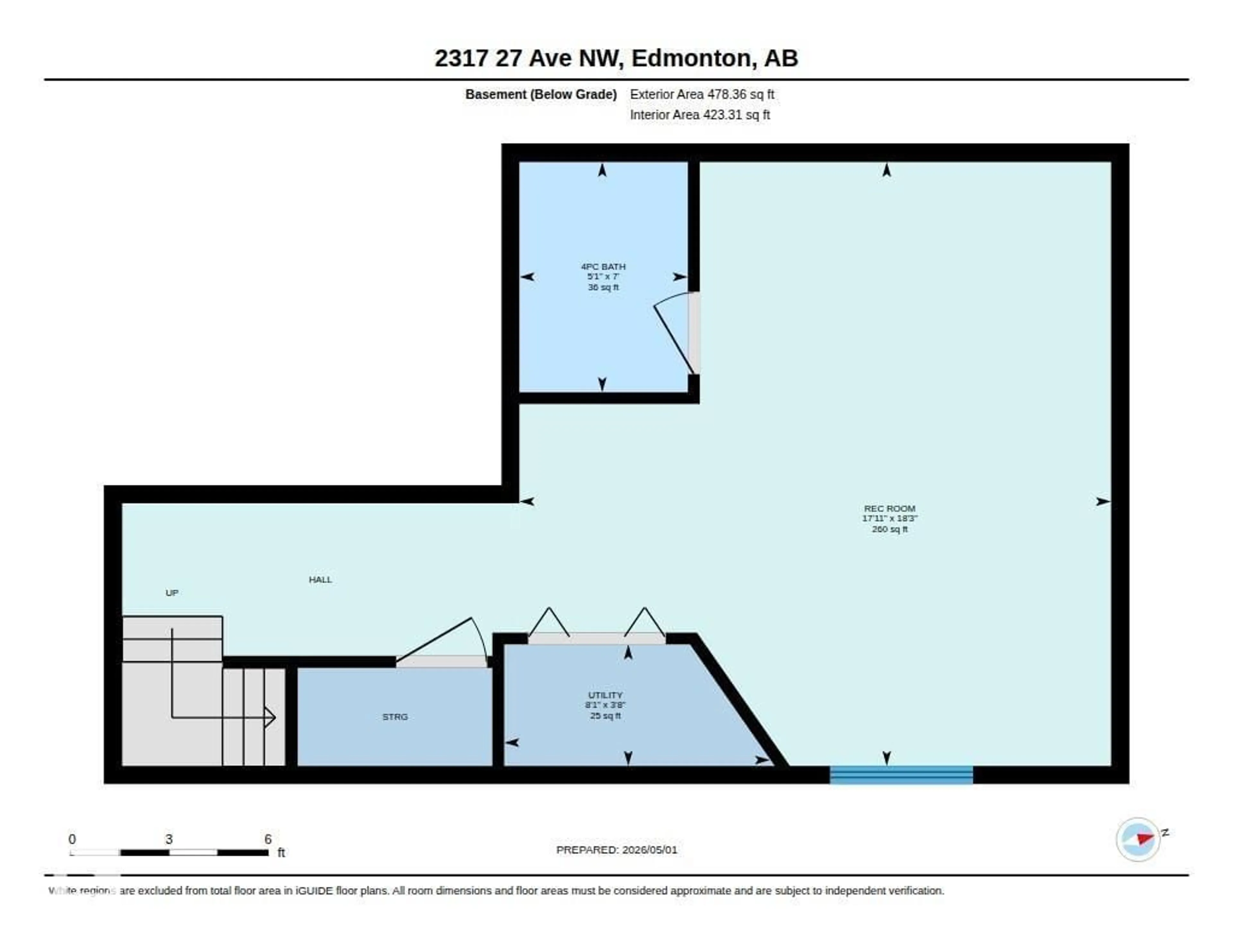 Floor plan for 2317 27 AV, Edmonton Alberta T6T0A5