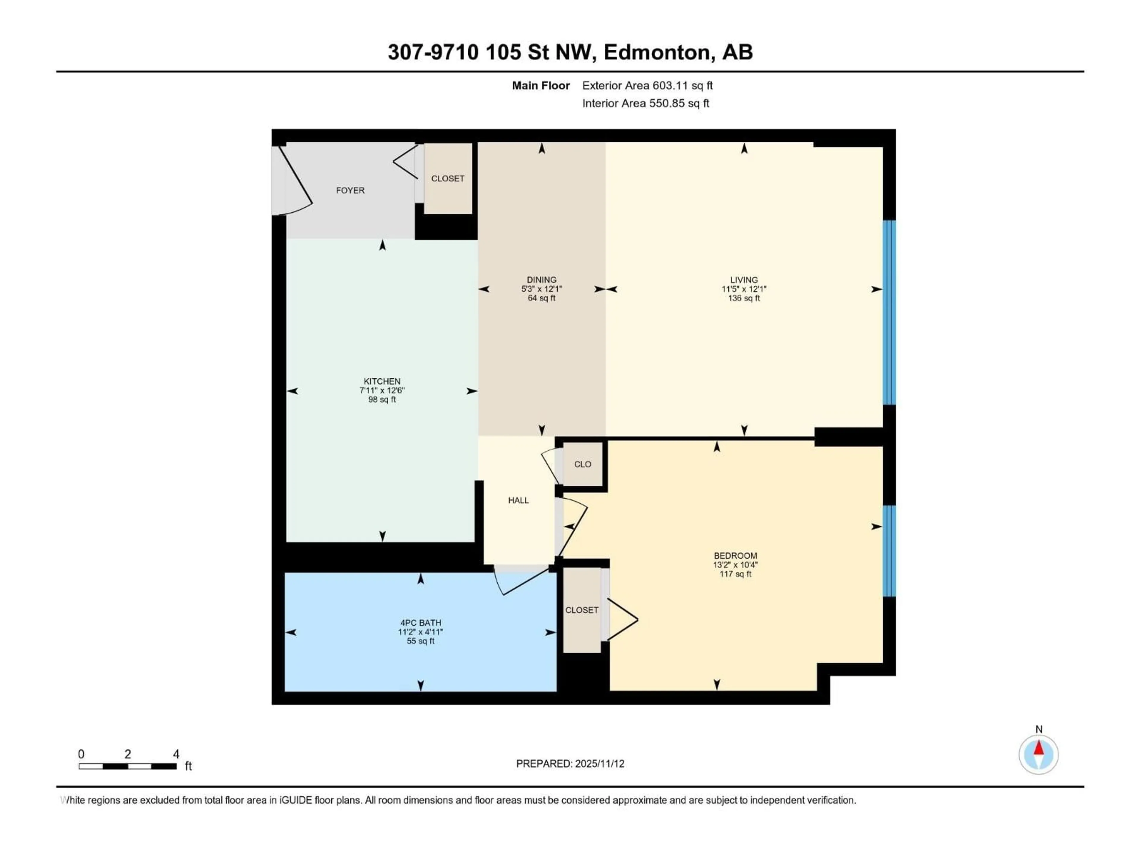 Floor plan for #307 - 9710 105 ST, Edmonton Alberta T5K1A4
