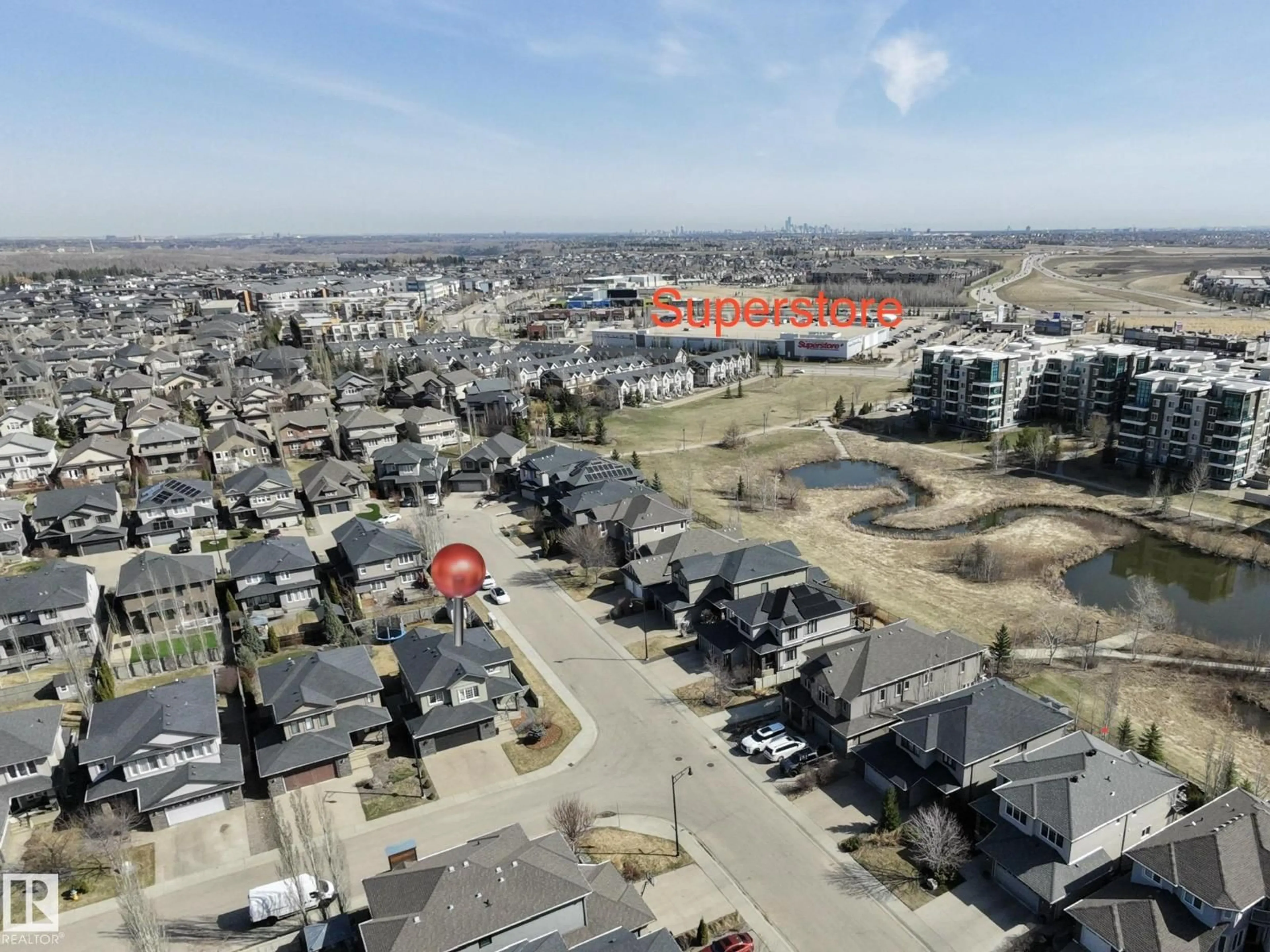 A pic from outside/outdoor area/front of a property/back of a property/a pic from drone, city buildings view from balcony for SW - 2804 WATCHER CO, Edmonton Alberta T6W0X7