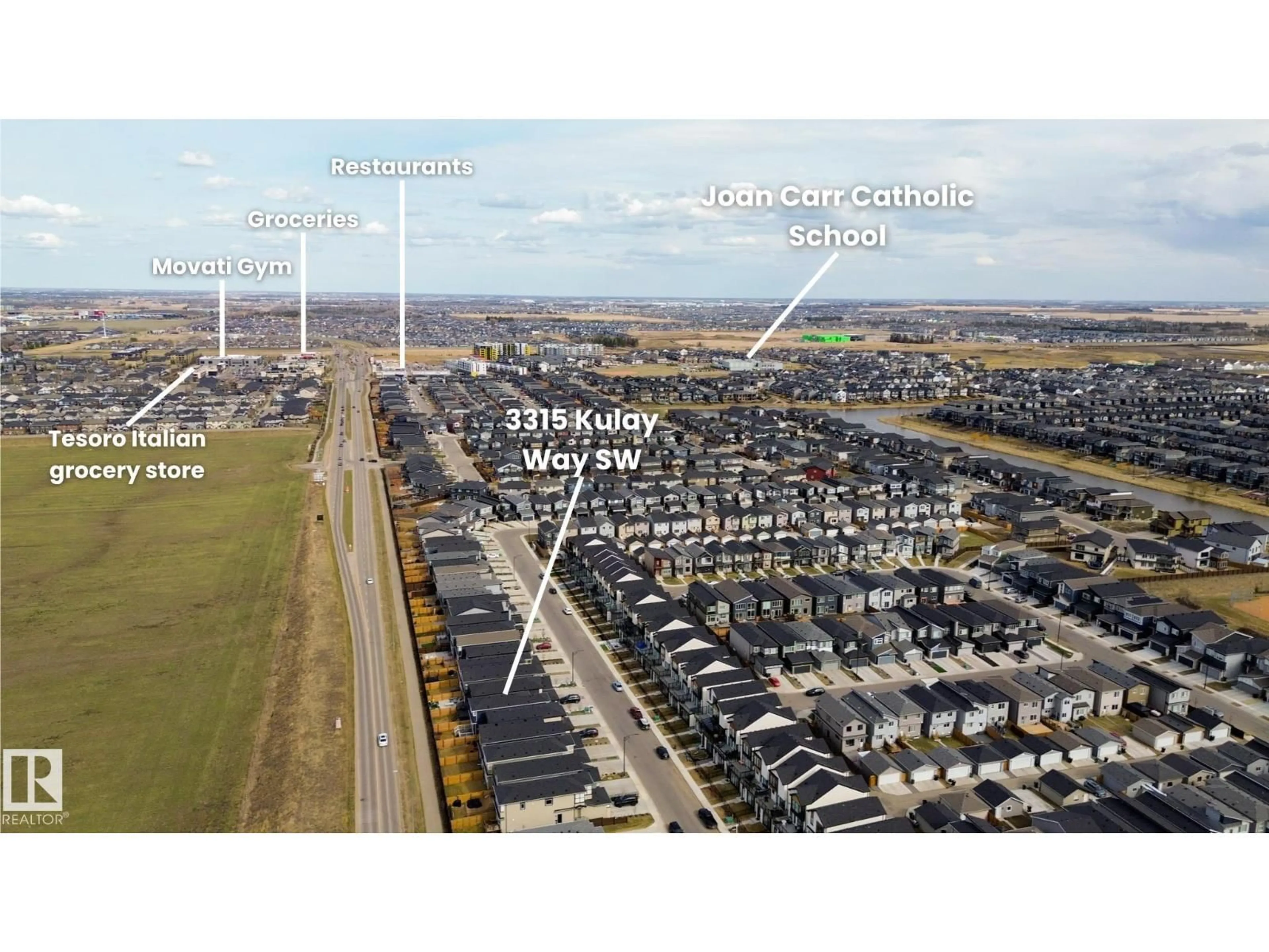 A pic from outside/outdoor area/front of a property/back of a property/a pic from drone, street for 3315 KULAY WY, Edmonton Alberta T6W5E7