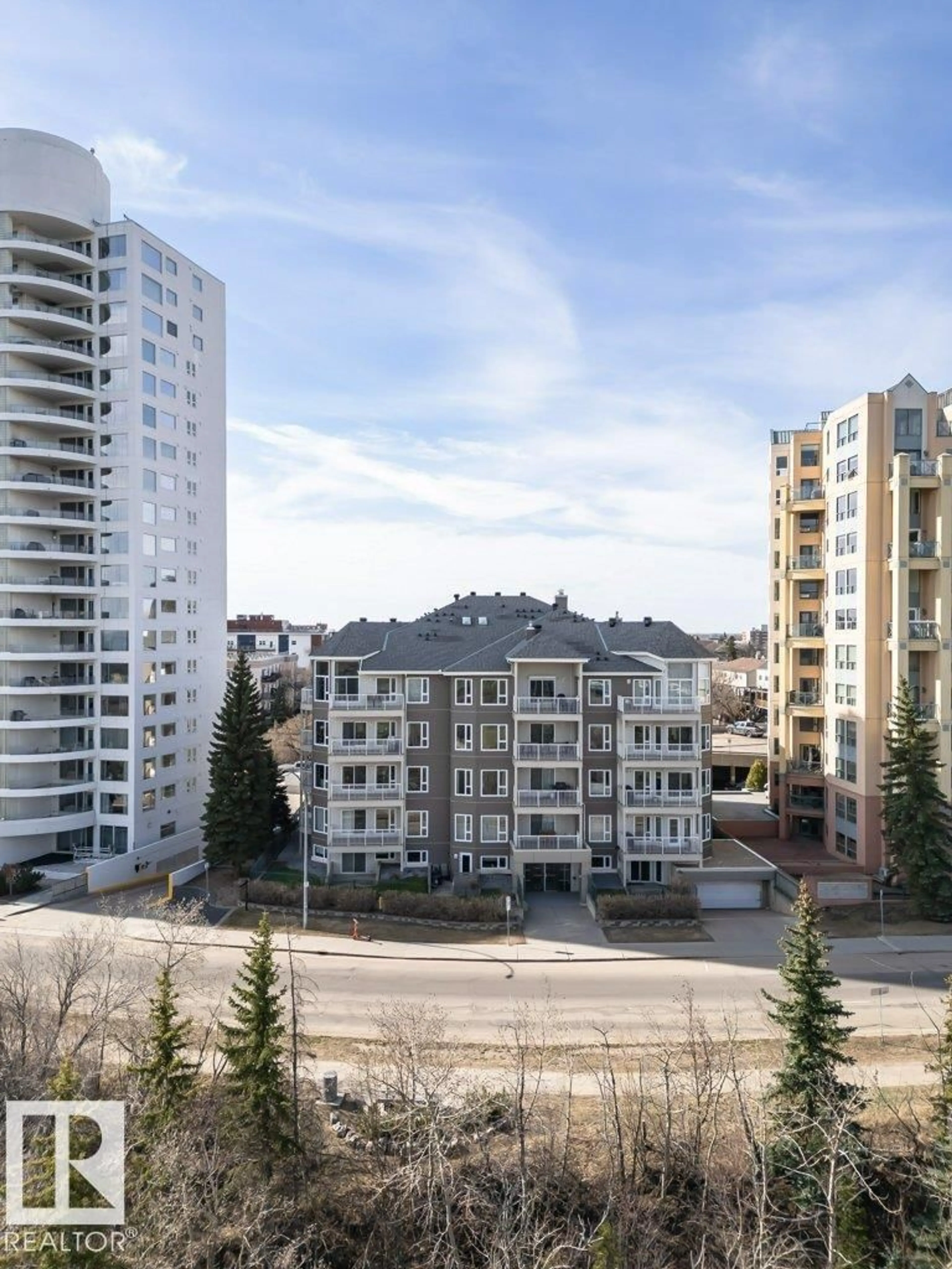 Balcony in the apartment, city buildings view from balcony for #101 - 10809 SASKATCHEWAN DR, Edmonton Alberta T6E4S5