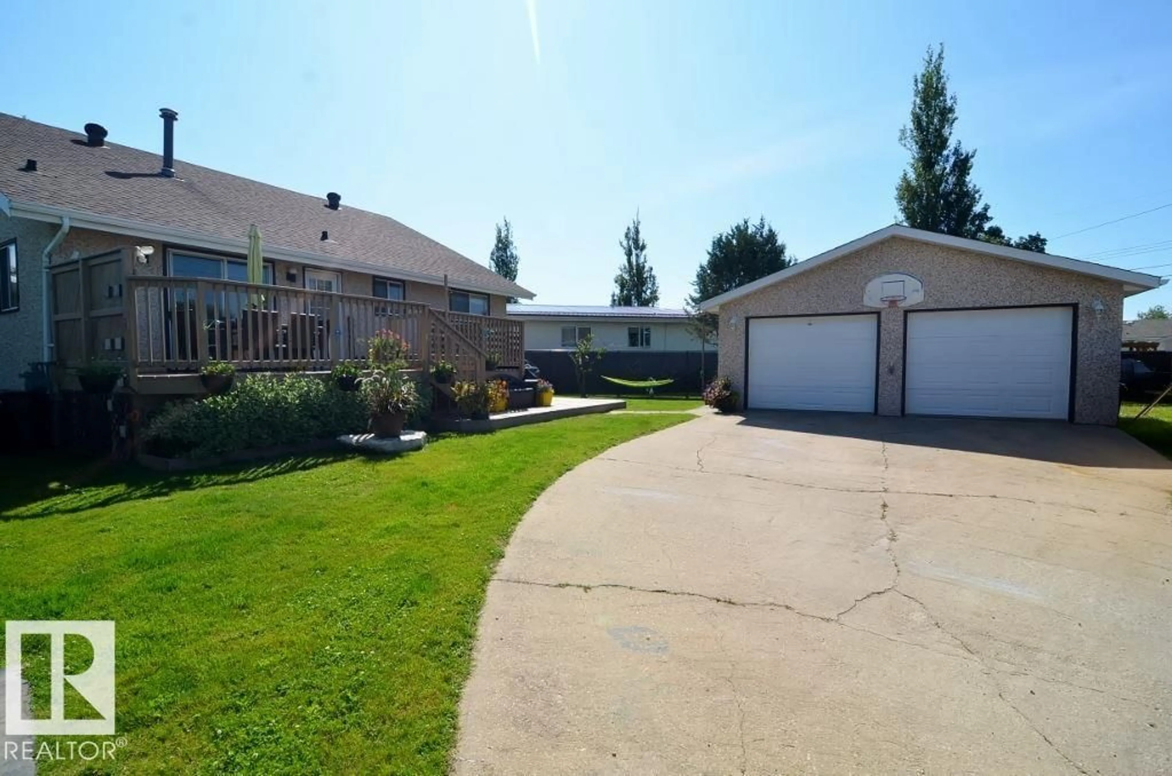 A pic from outside/outdoor area/front of a property/back of a property/a pic from drone, water/lake/river/ocean view for 4904 43A ST, Barrhead Alberta T7N1J5