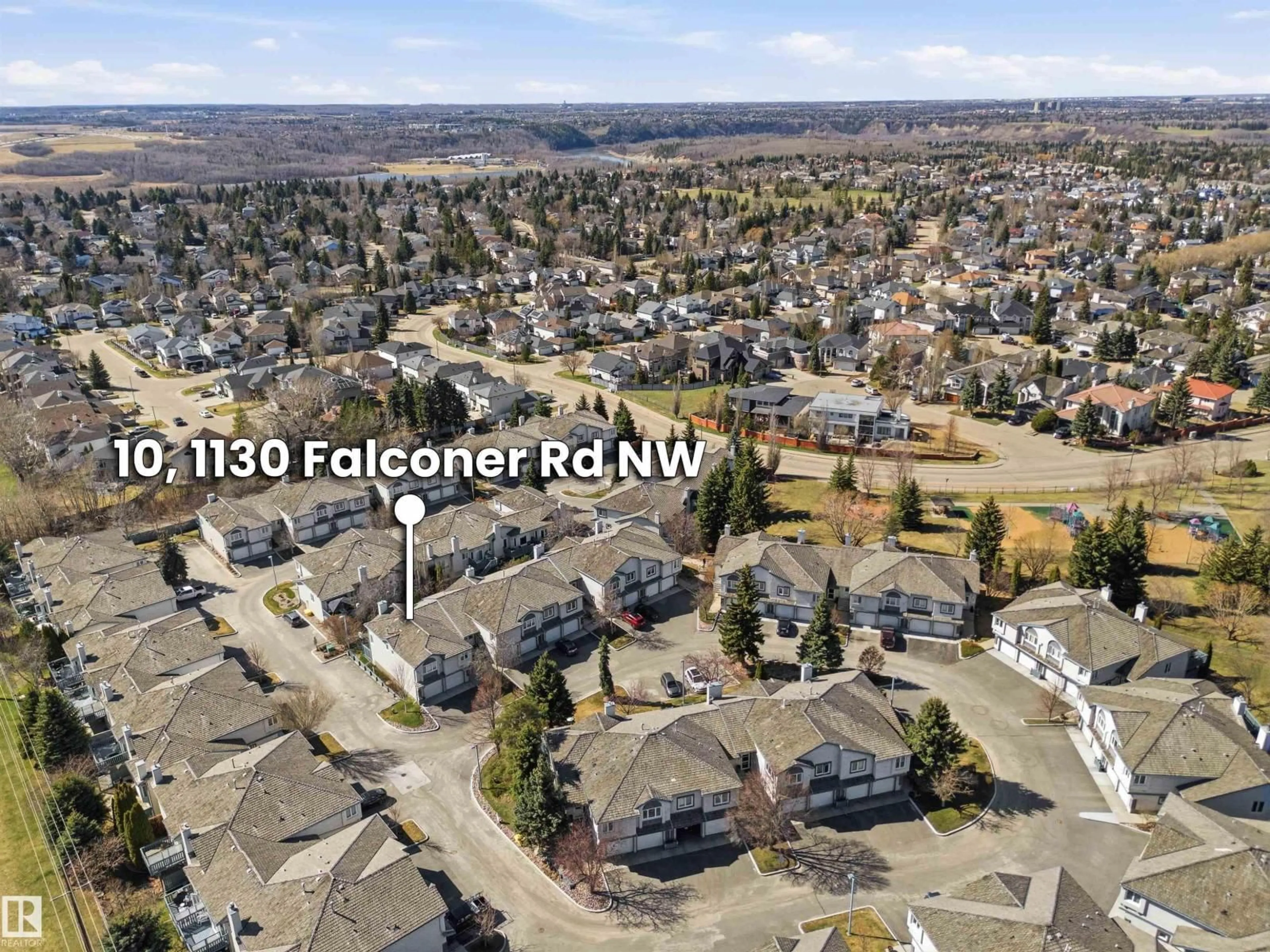A pic from outside/outdoor area/front of a property/back of a property/a pic from drone, city buildings view from balcony for #10 - 1130 FALCONER RD, Edmonton Alberta T6R2J6