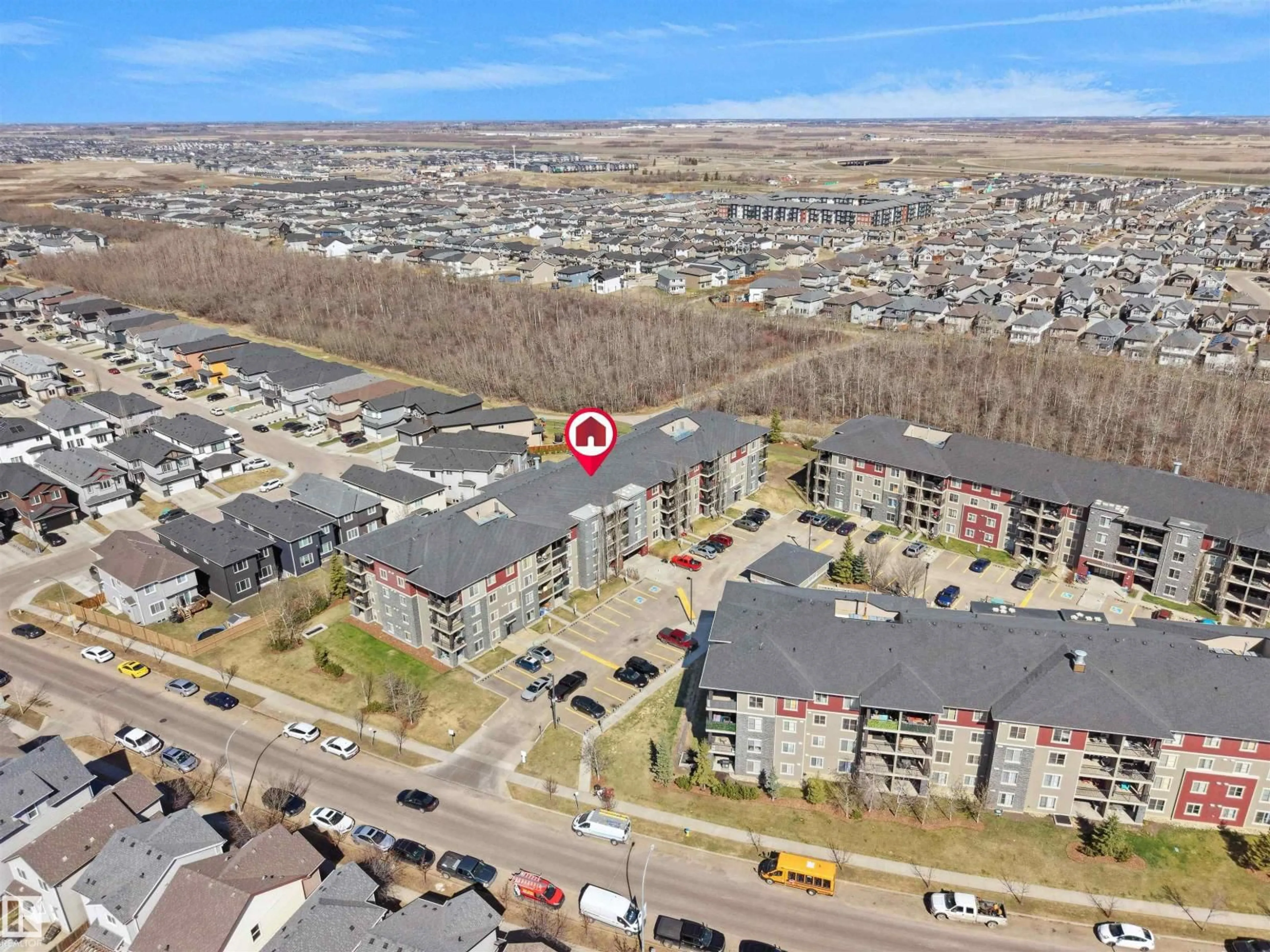 A pic from outside/outdoor area/front of a property/back of a property/a pic from drone, street for #417 - 1060 MCCONACHIE BV, Edmonton Alberta T5Y0W9