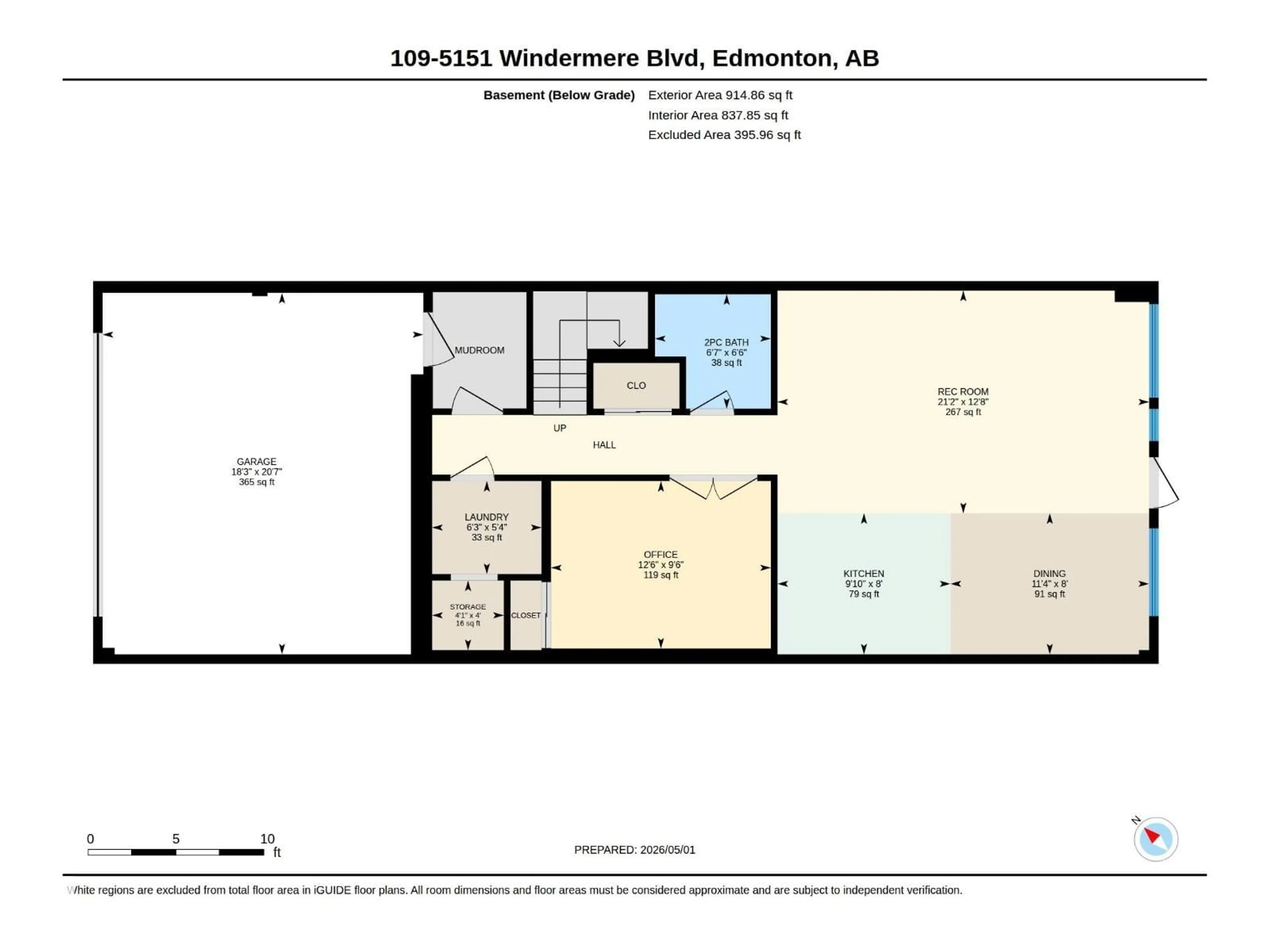 Floor plan for #109 - 5151 WINDERMERE BV, Edmonton Alberta T6W2K4