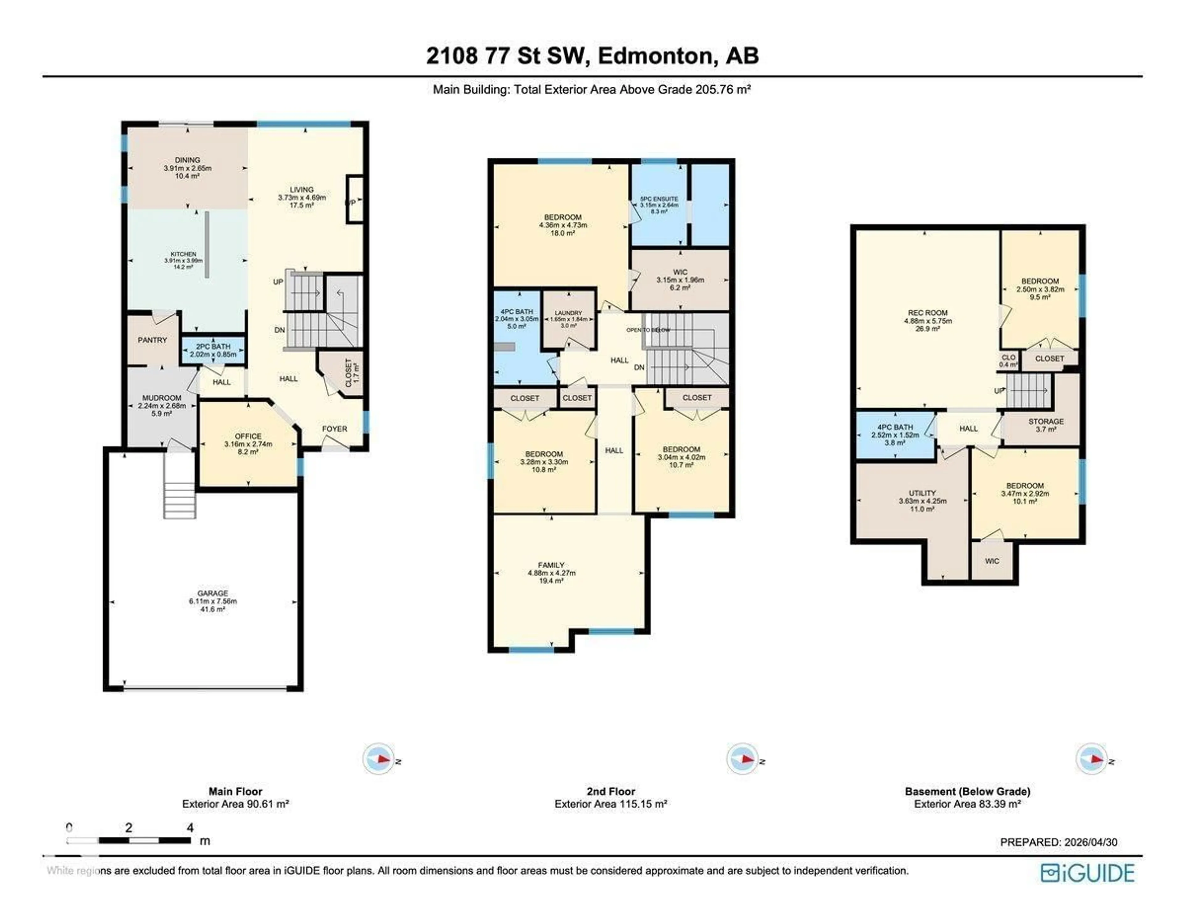 Floor plan for SW - 2108 77 ST, Edmonton Alberta T6X0Z3