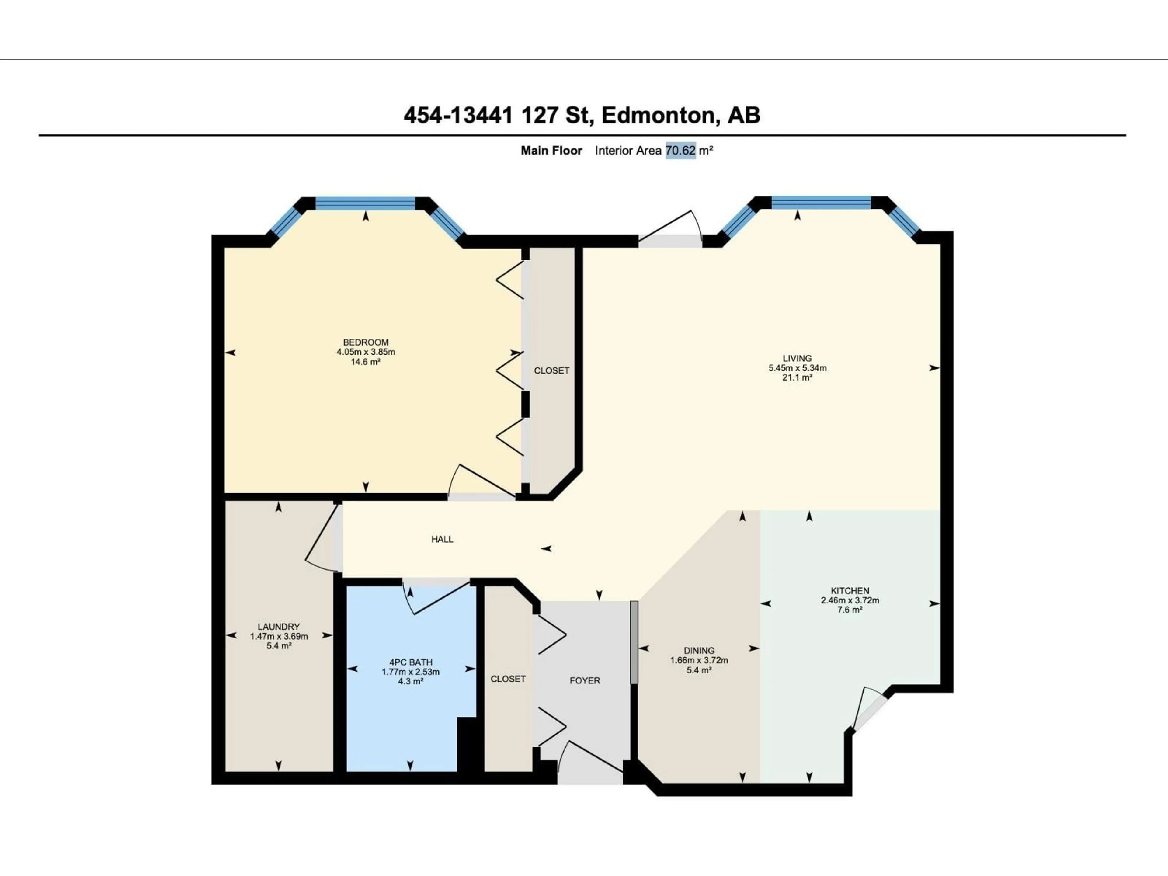 Floor plan for 454 13441 127 ST NW, Edmonton Alberta T5L5B6