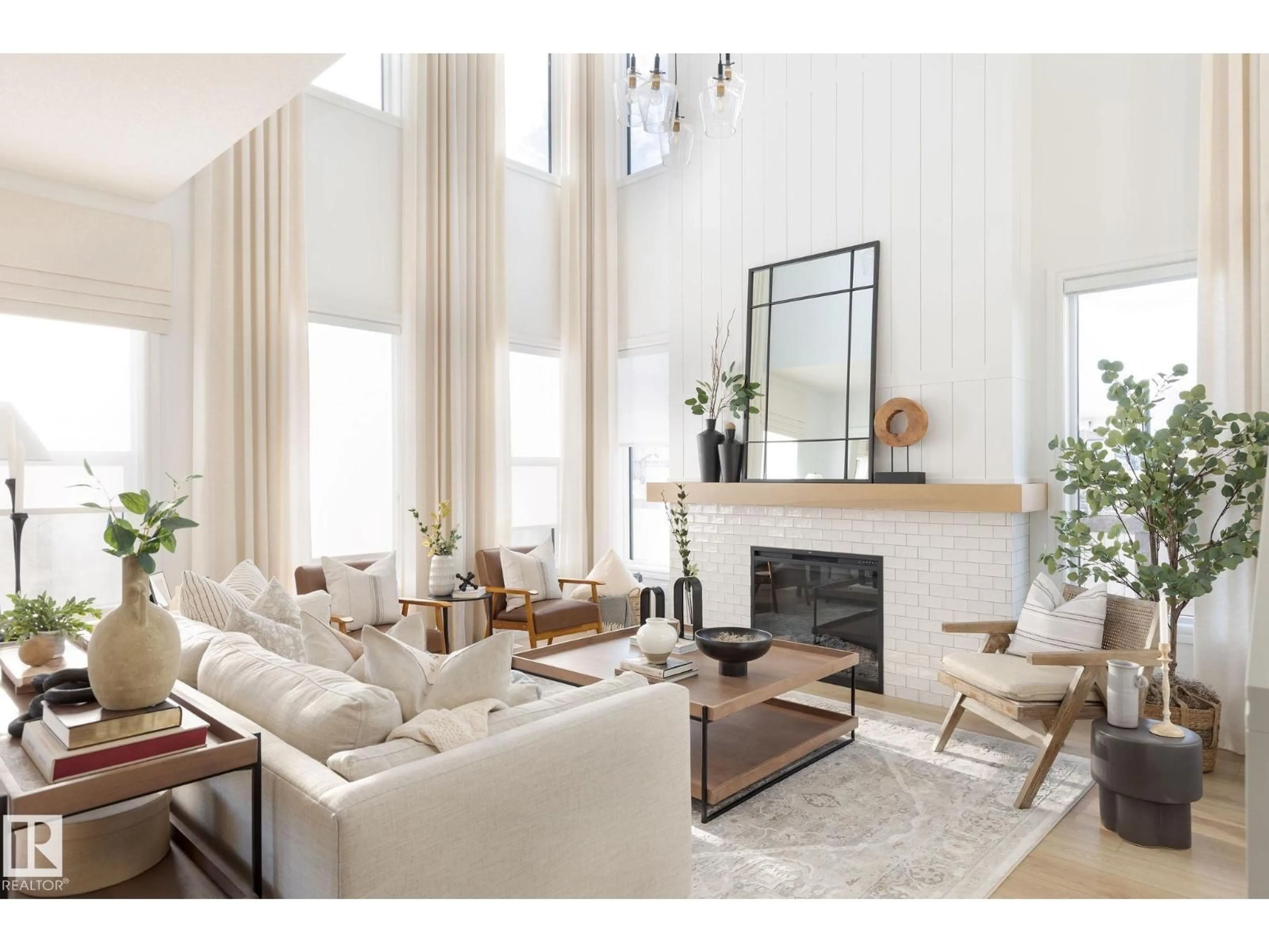 Living room with furniture, wood/laminate floor for 214 SEDUM WY, Sherwood Park Alberta T8H2Y7