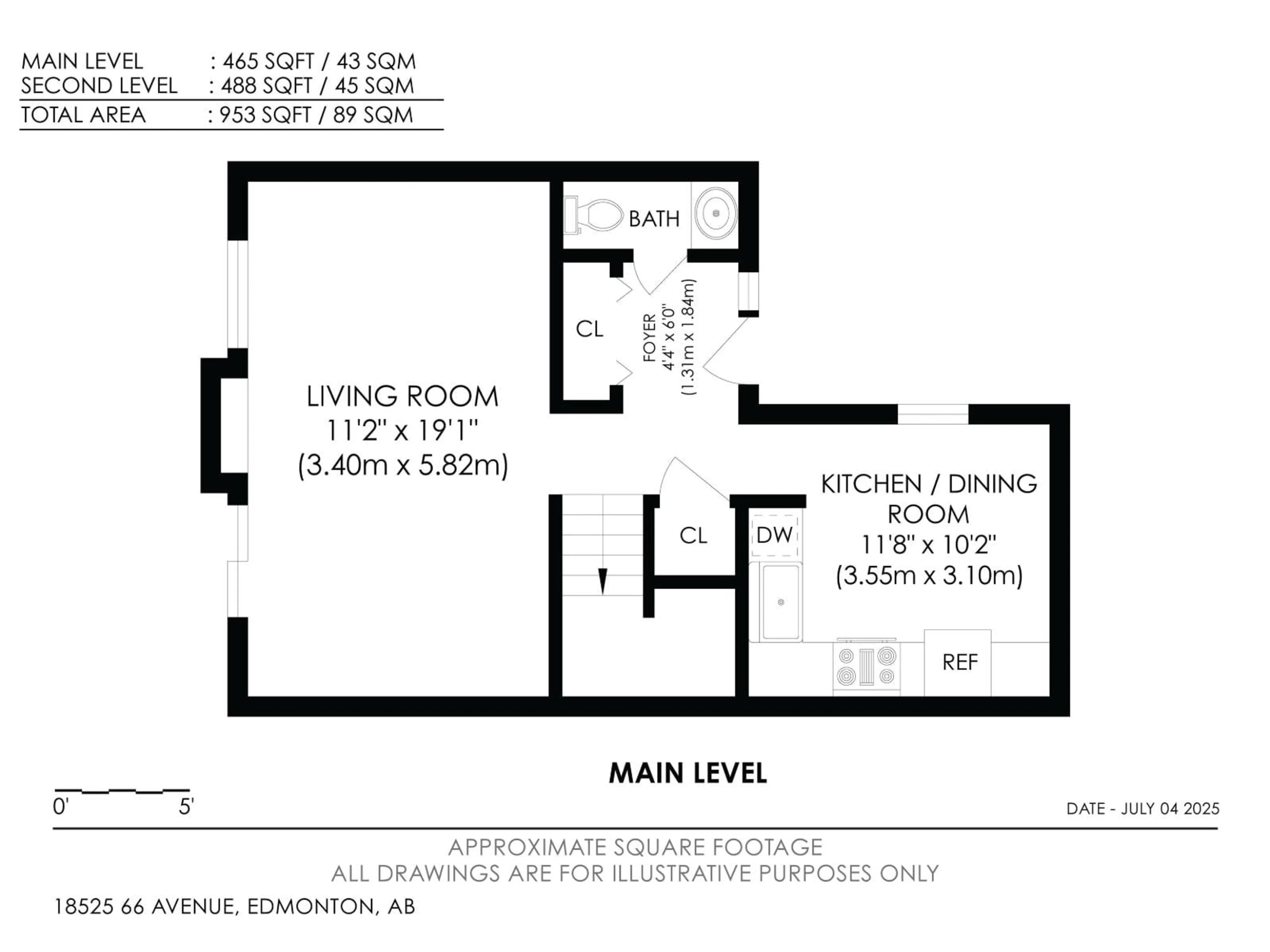 Floor plan for 18525 66 AV, Edmonton Alberta T5T2M3