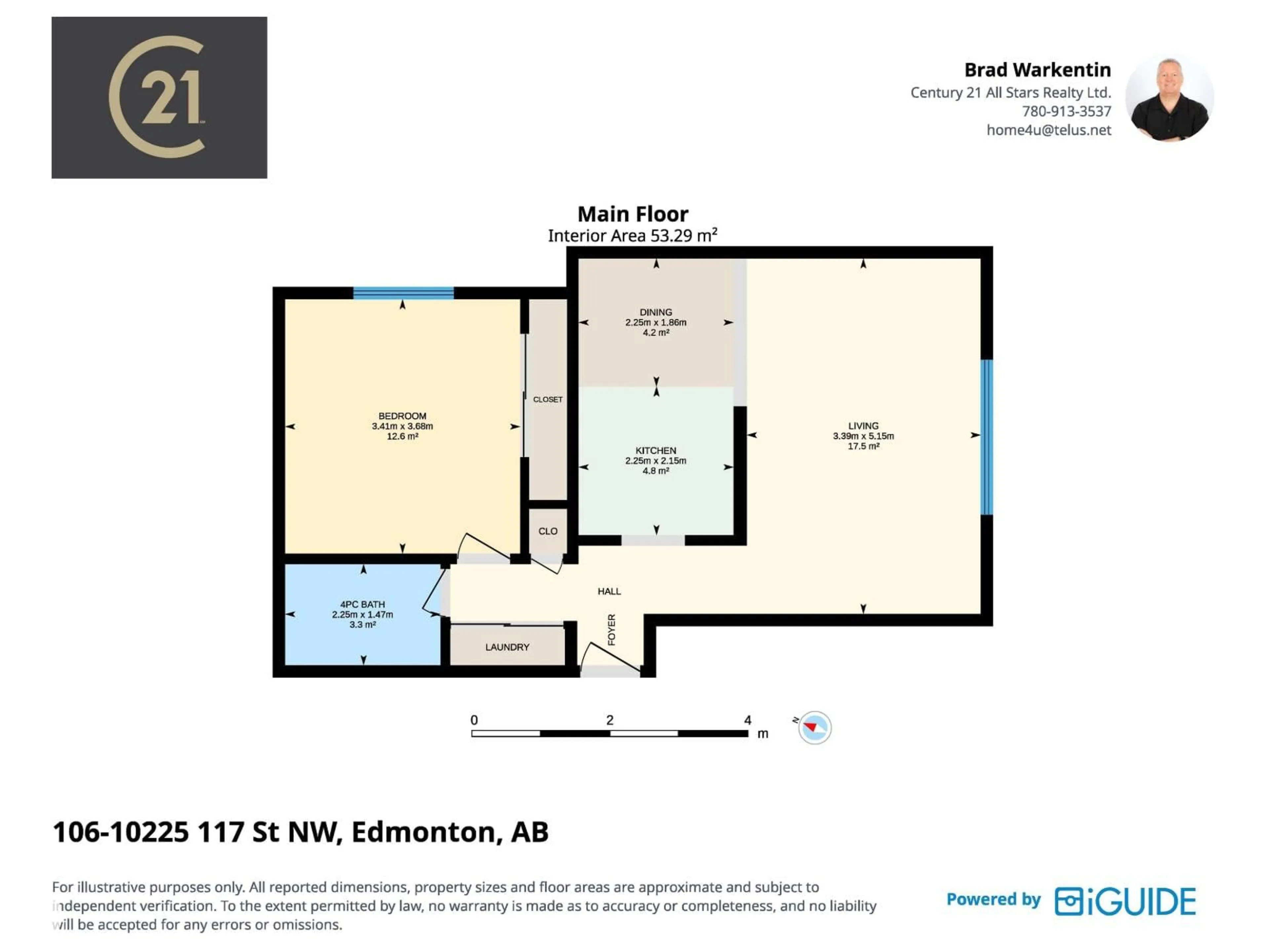 Floor plan for #106 - 10225 117 ST, Edmonton Alberta T5K1X7