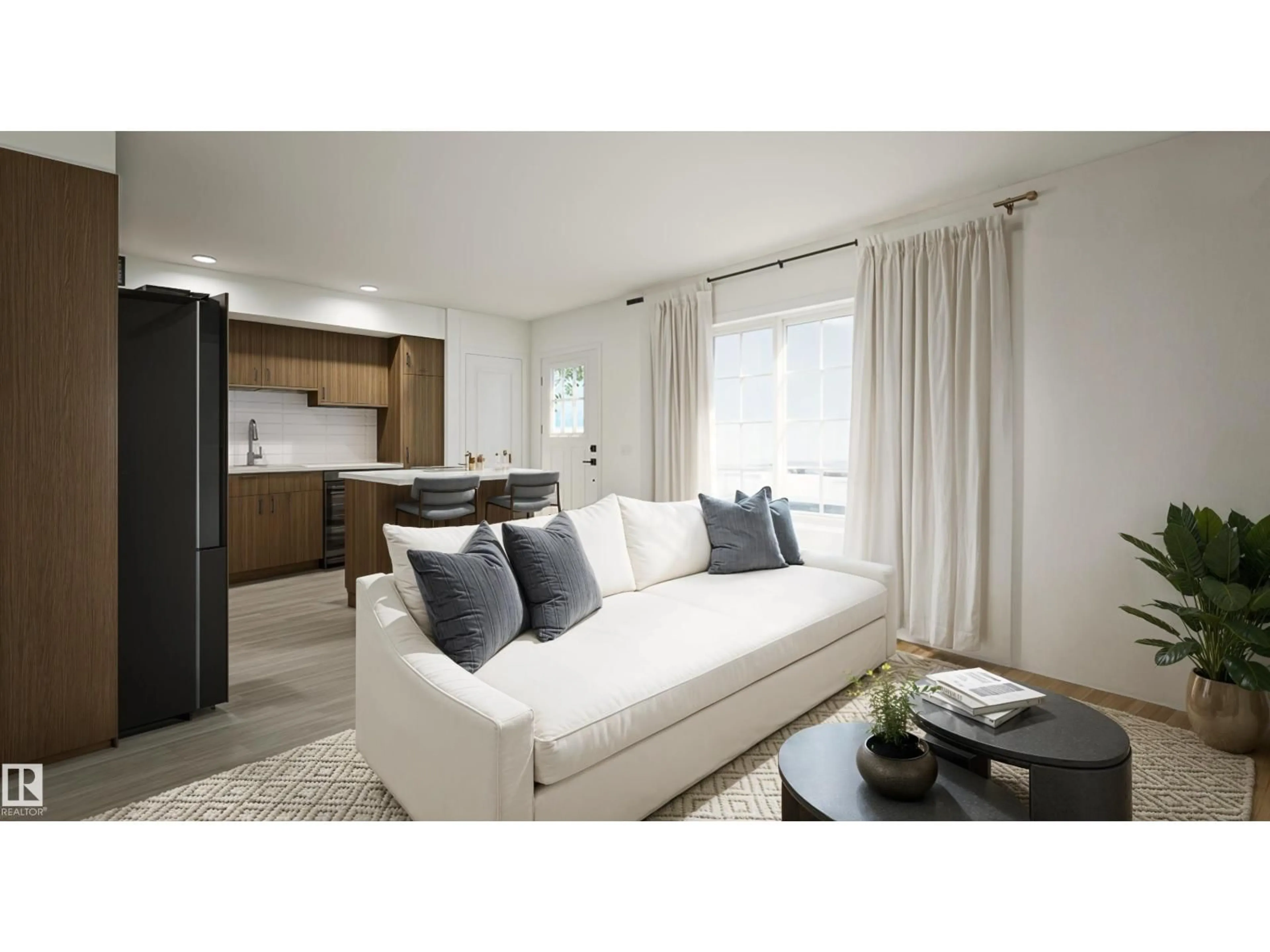 Living room with furniture, unknown for #100 - 150 CASHMAN CR, Edmonton Alberta T6W2P6