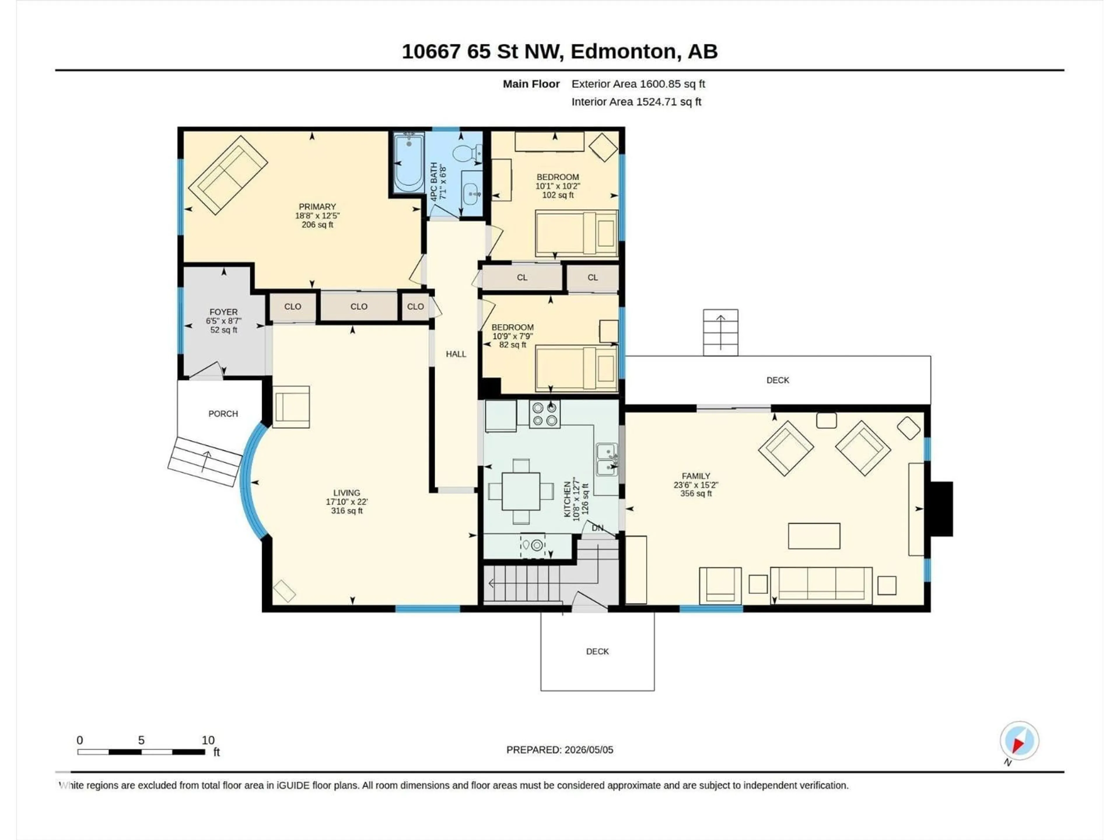Floor plan for 10667 65 ST, Edmonton Alberta T6A2N9