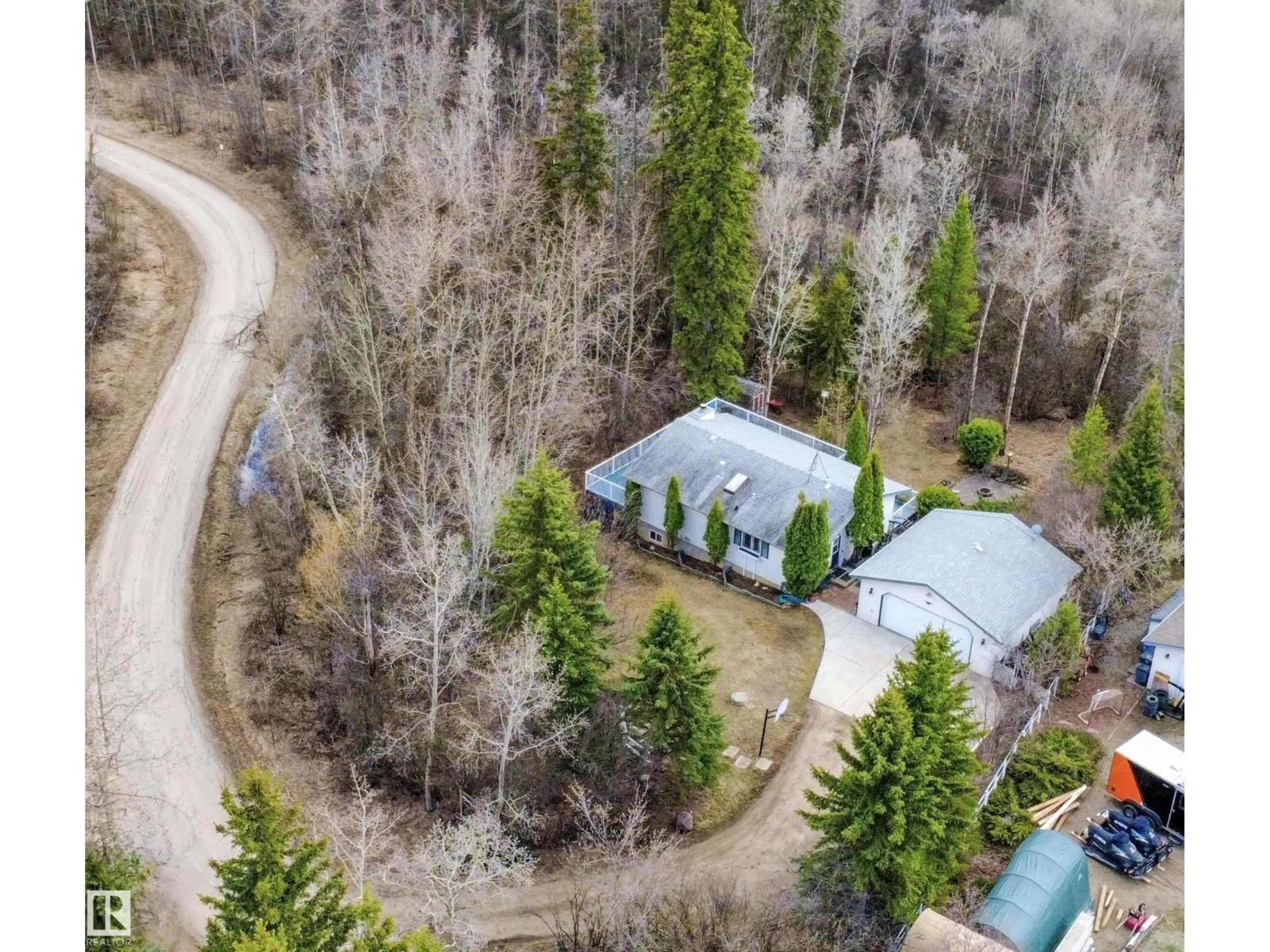 A pic from outside/outdoor area/front of a property/back of a property/a pic from drone, forest/trees view for 21061 - 73 WYE RD, Rural Strathcona County Alberta T8G1C7