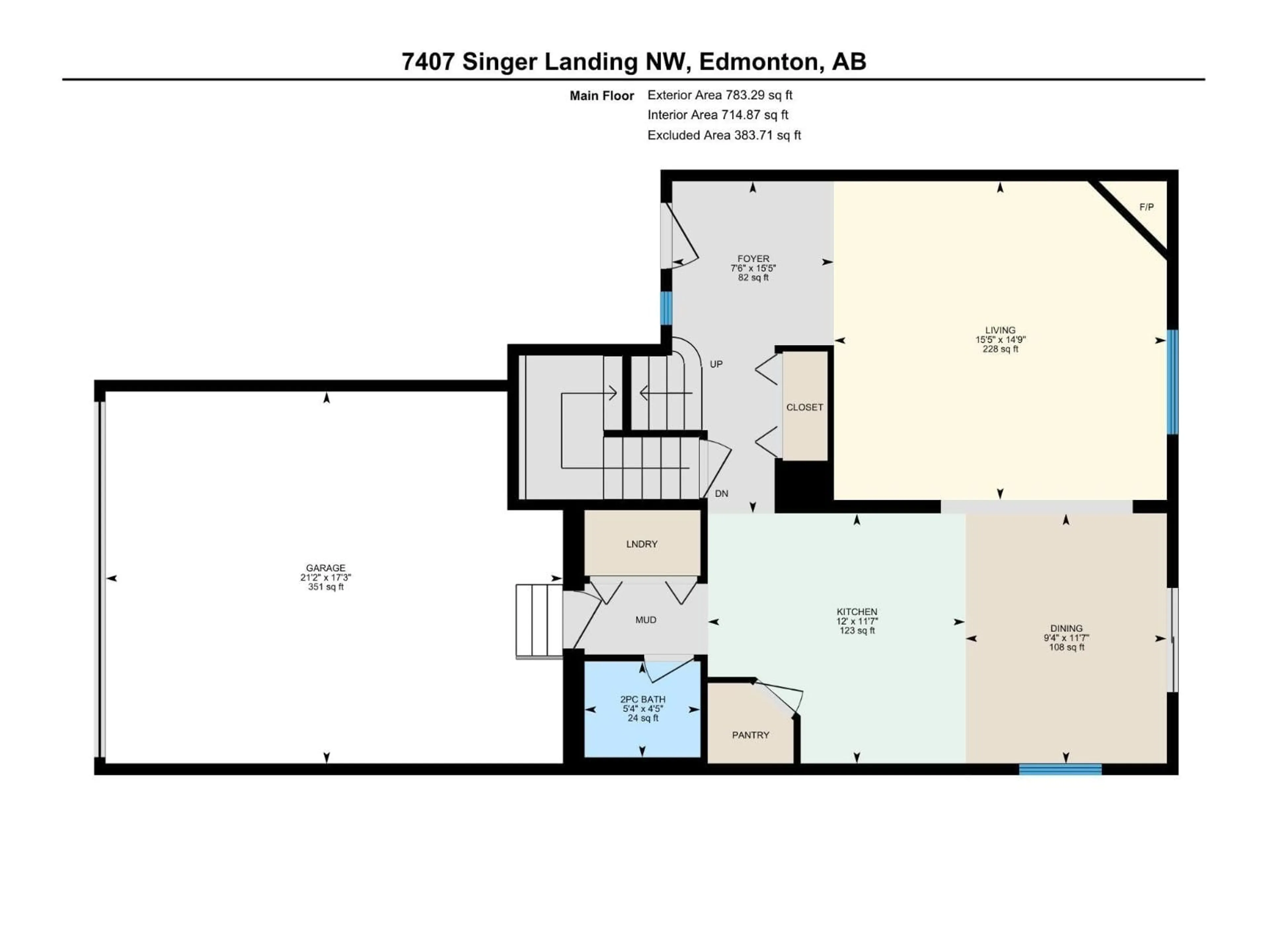 Floor plan for NW - 7407 SINGER LANDING LD, Edmonton Alberta T6R3S2