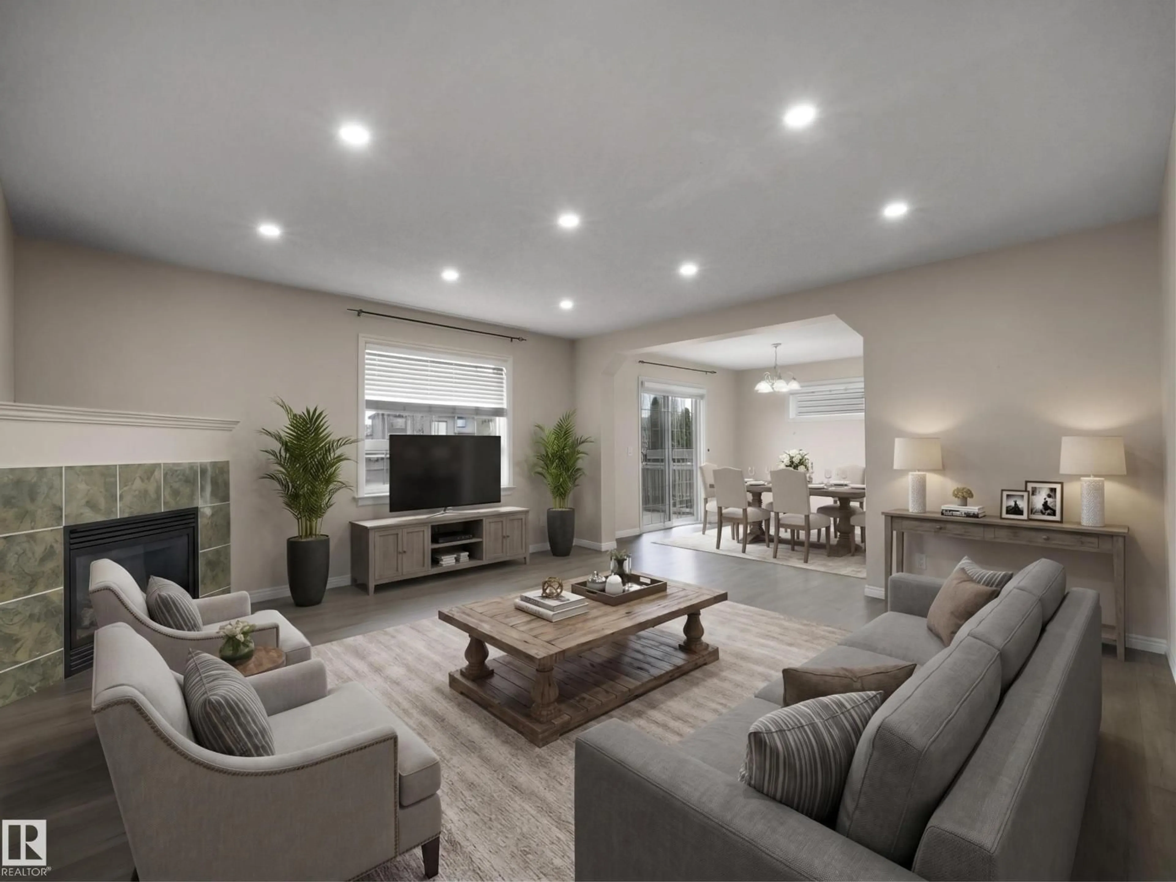 Living room with furniture, unknown for NW - 7407 SINGER LANDING LD, Edmonton Alberta T6R3S2