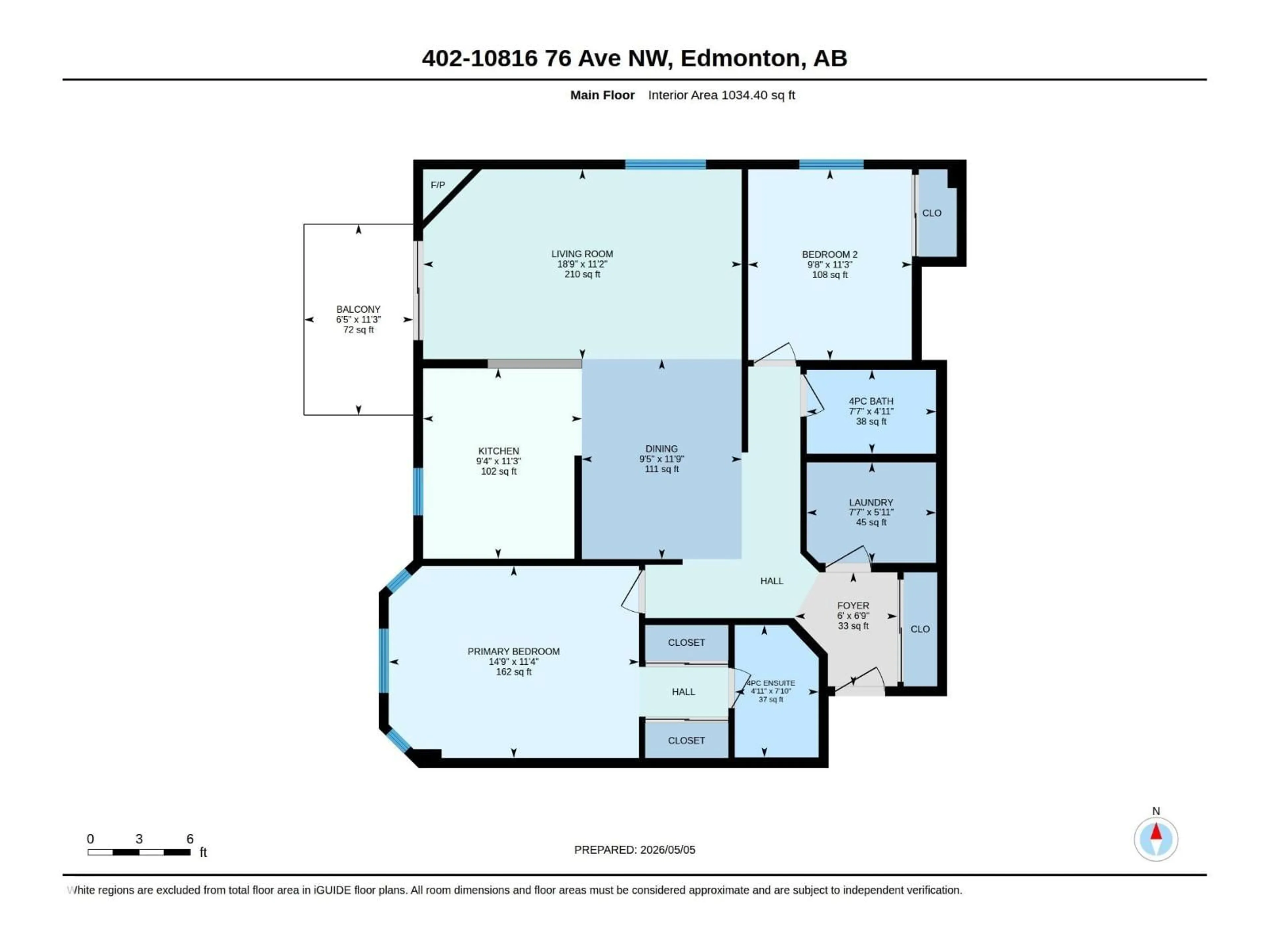 Floor plan for #402 - 10816 76 AV, Edmonton Alberta T6E6L3