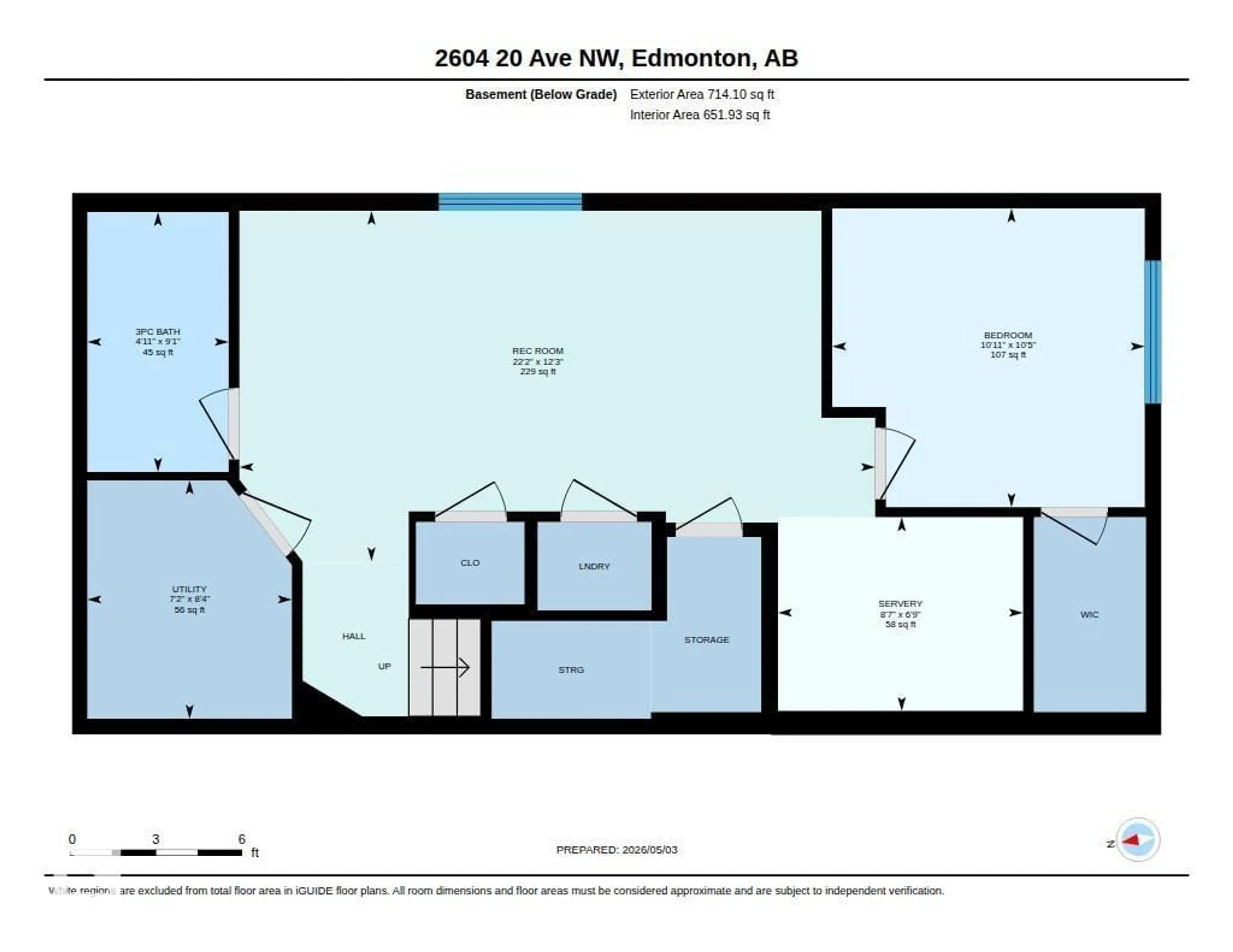 Floor plan for 2604 20 AV, Edmonton Alberta T6T0Y7