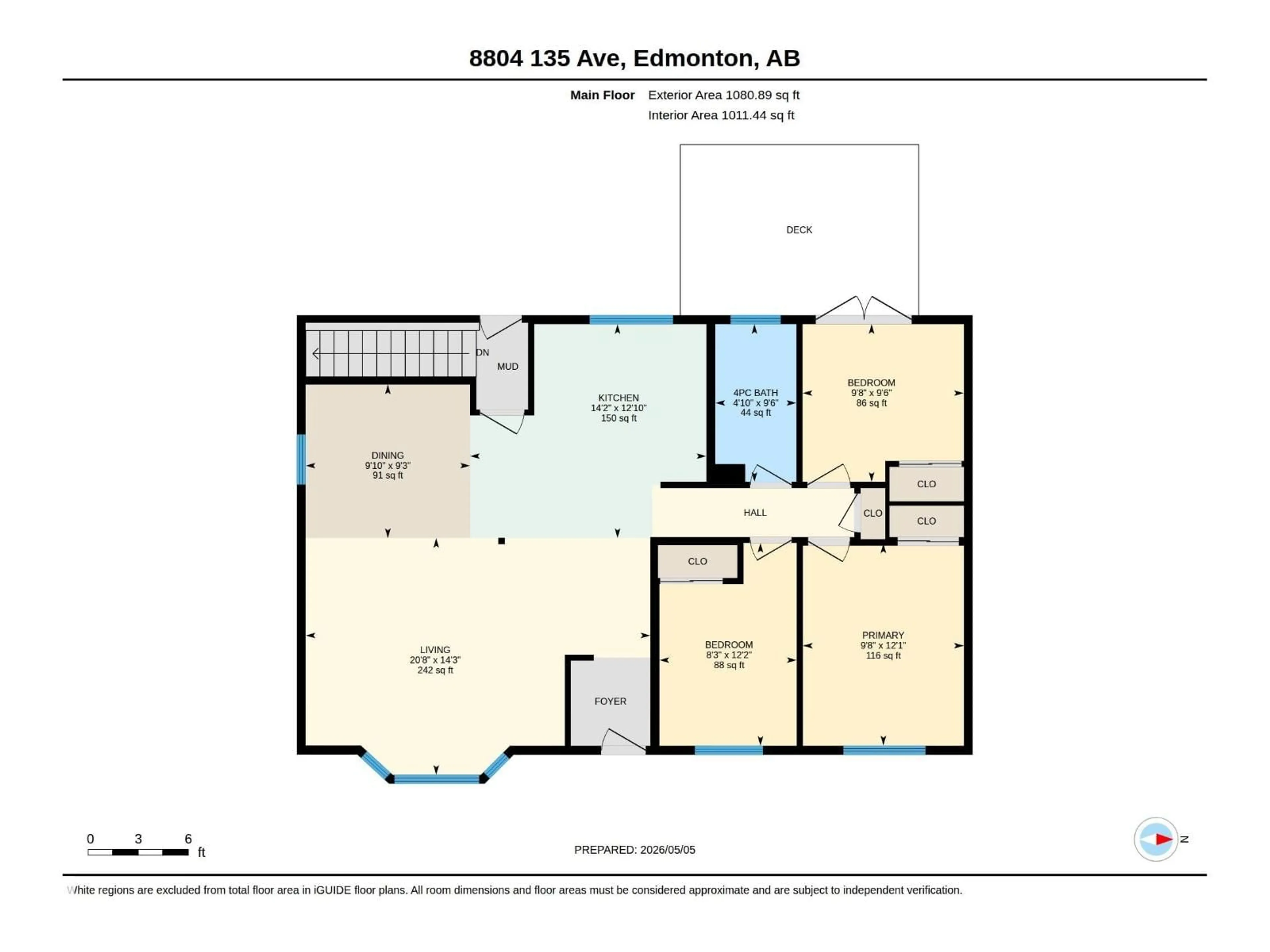 Floor plan for 8804 135 AV, Edmonton Alberta T5E1N3