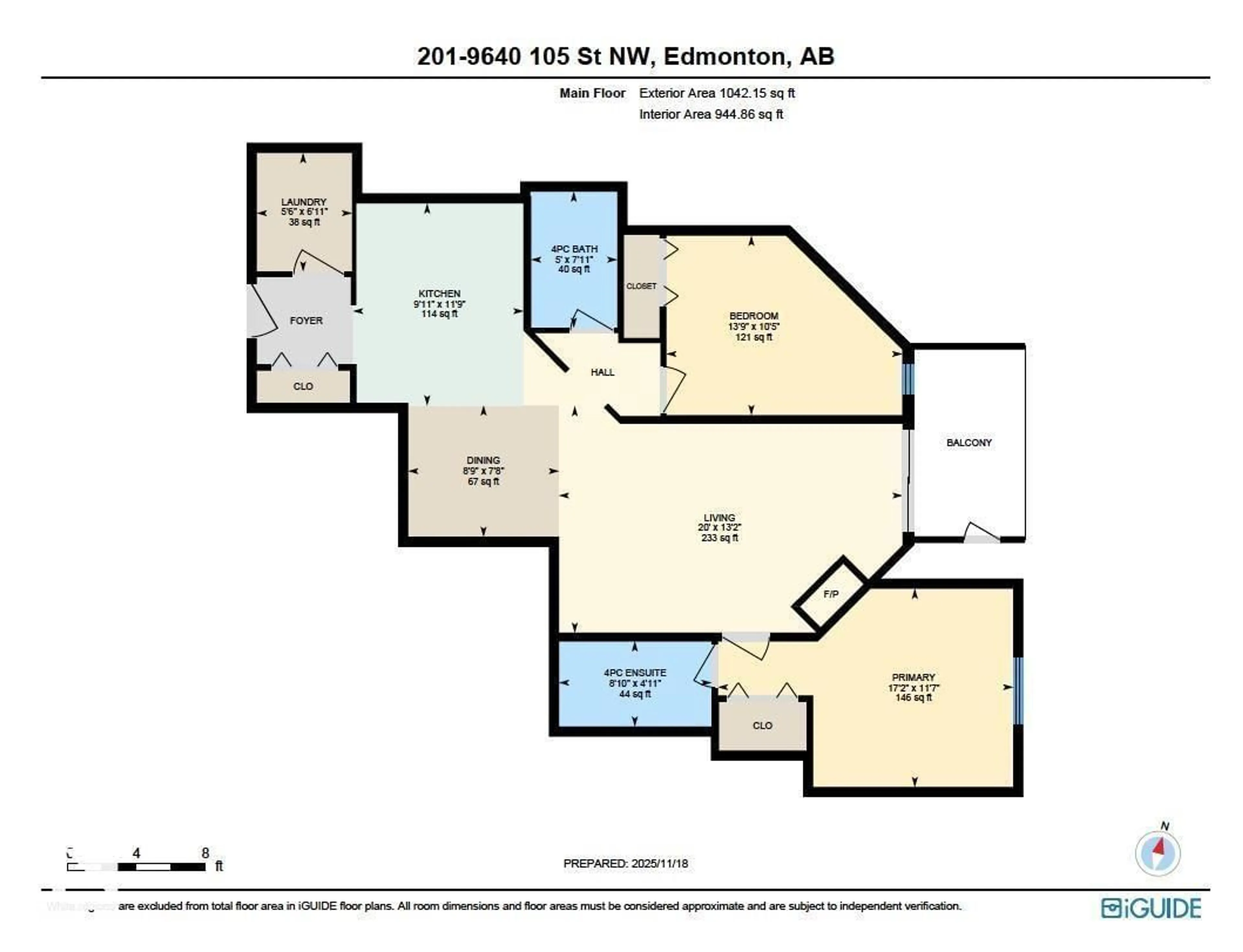 Floor plan for #201 - 9640 105 ST, Edmonton Alberta T5K0Z7