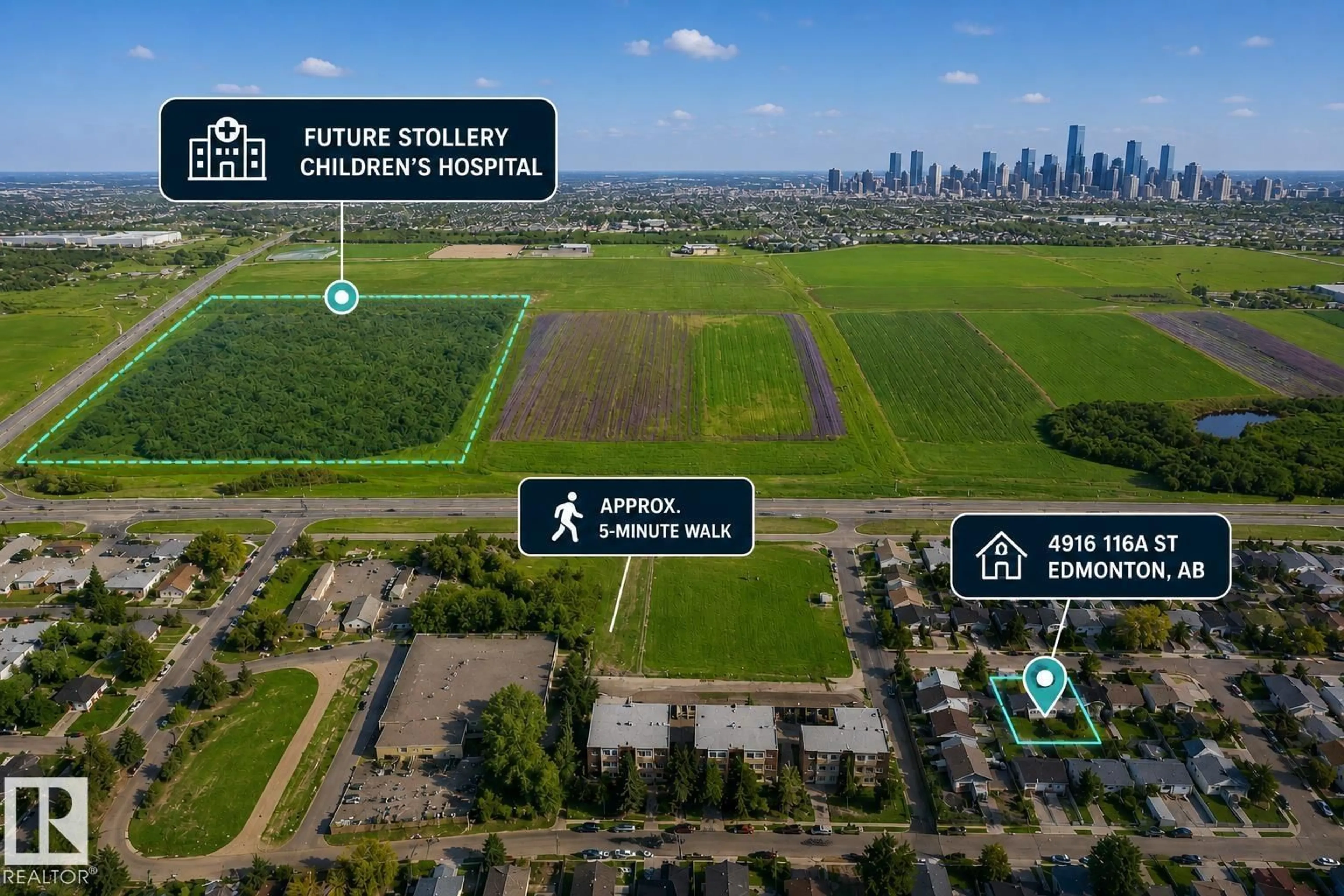 A pic from outside/outdoor area/front of a property/back of a property/a pic from drone, street for NW - 4916 116A ST, Edmonton Alberta T6H3R6