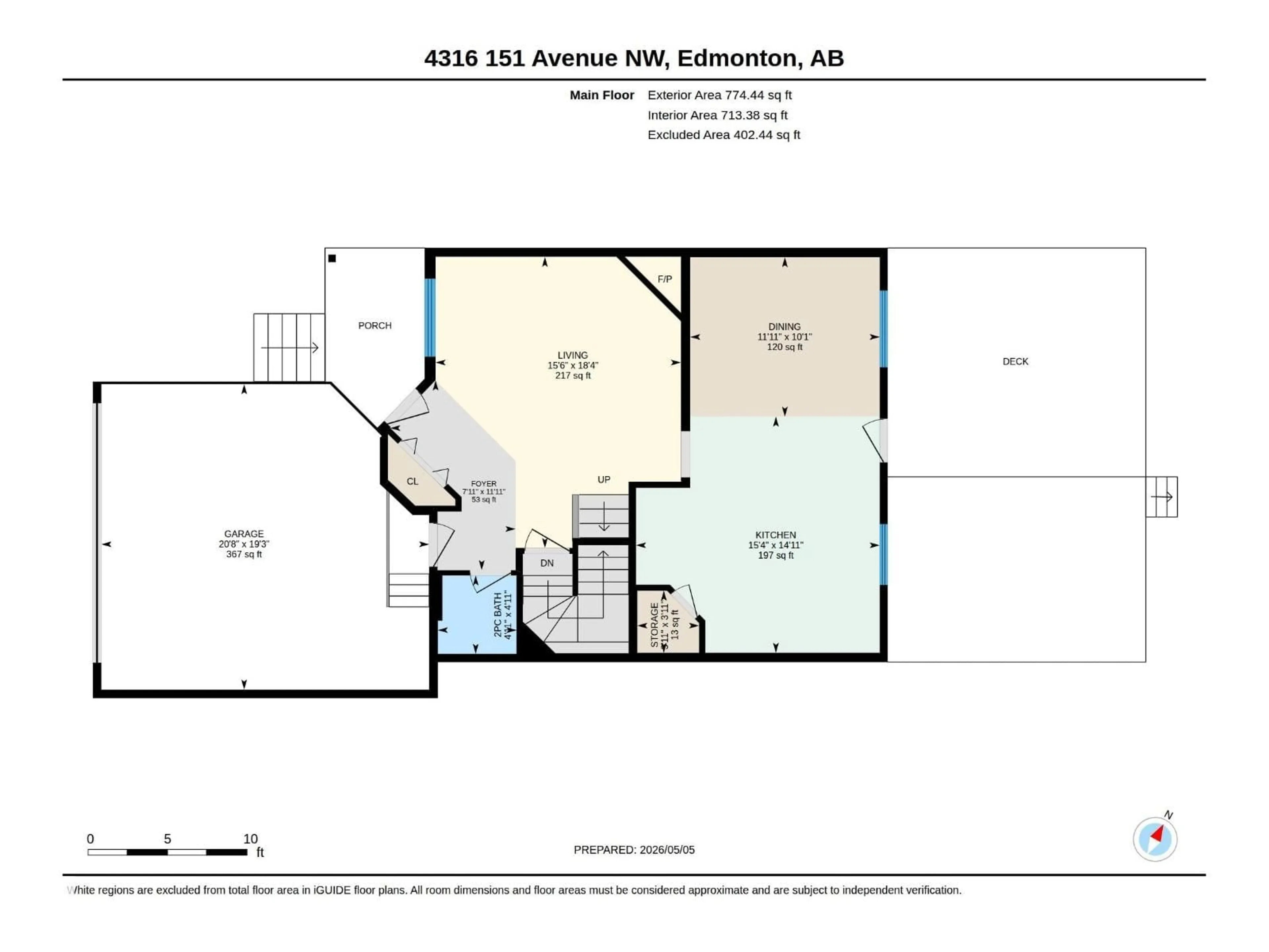 Floor plan for 4316 151 AV, Edmonton Alberta T5Y3A9