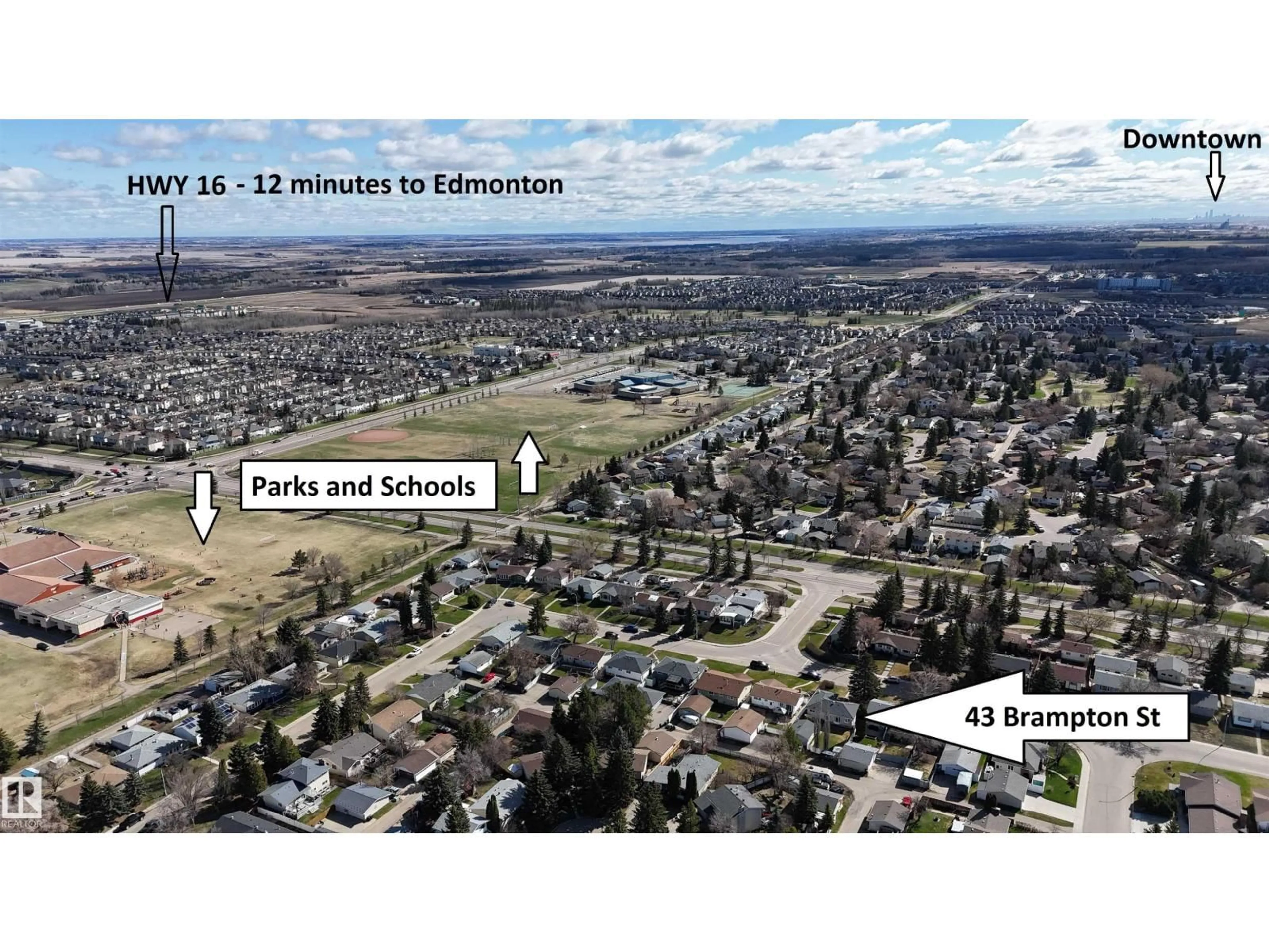 A pic from outside/outdoor area/front of a property/back of a property/a pic from drone, street for 43 BRAMPTON ST, Spruce Grove Alberta T7X1E8
