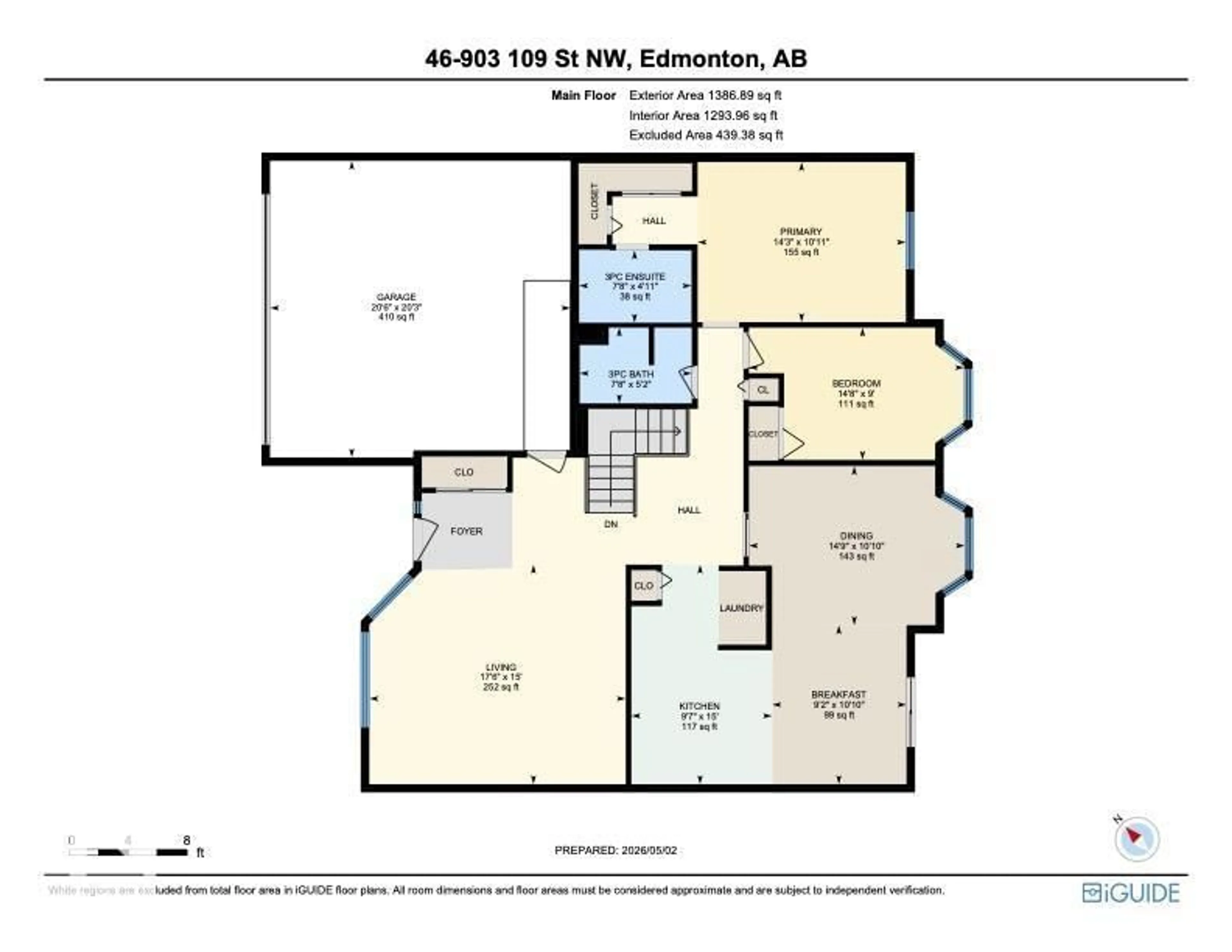 Floor plan for 903 - 46 109 ST NW, Edmonton Alberta T6J6R1