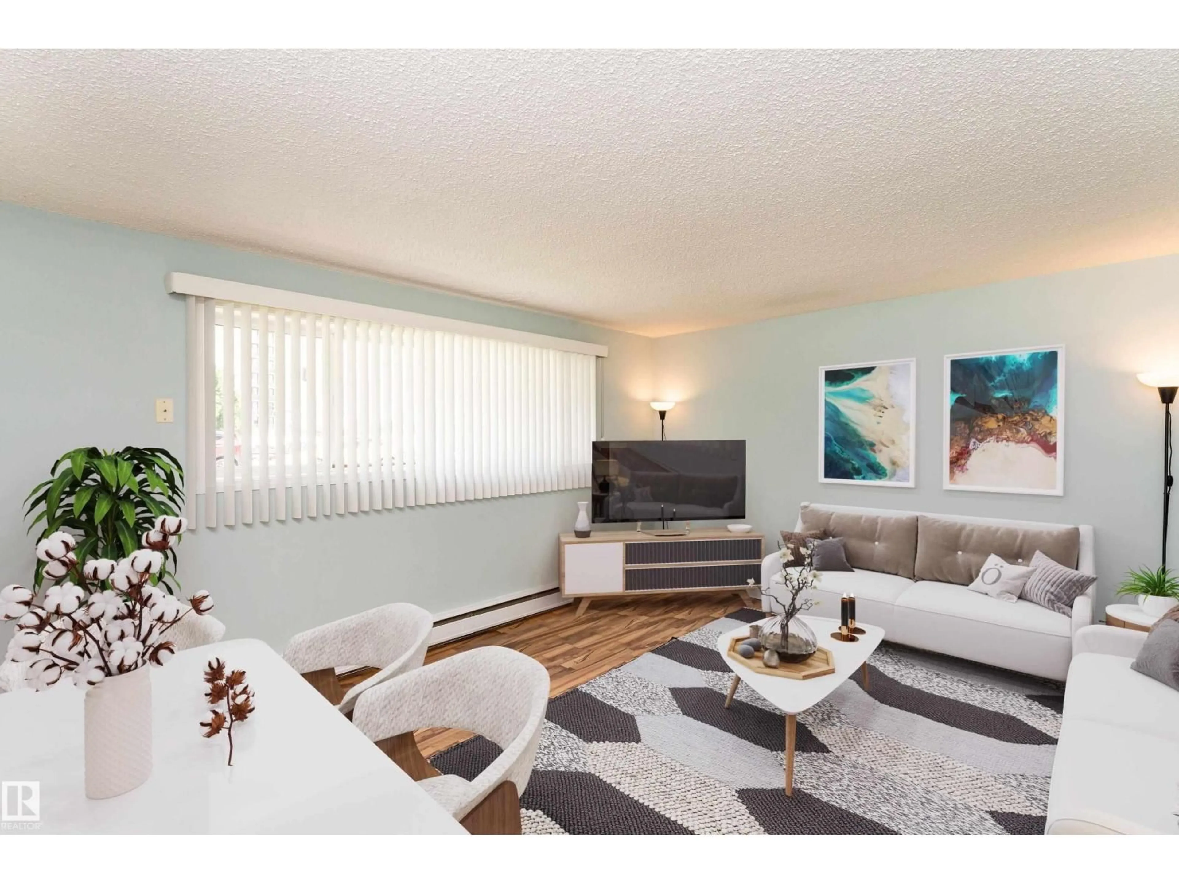 Living room with furniture, wood/laminate floor for #5 - 8807 101 ST, Edmonton Alberta T6E3Z9