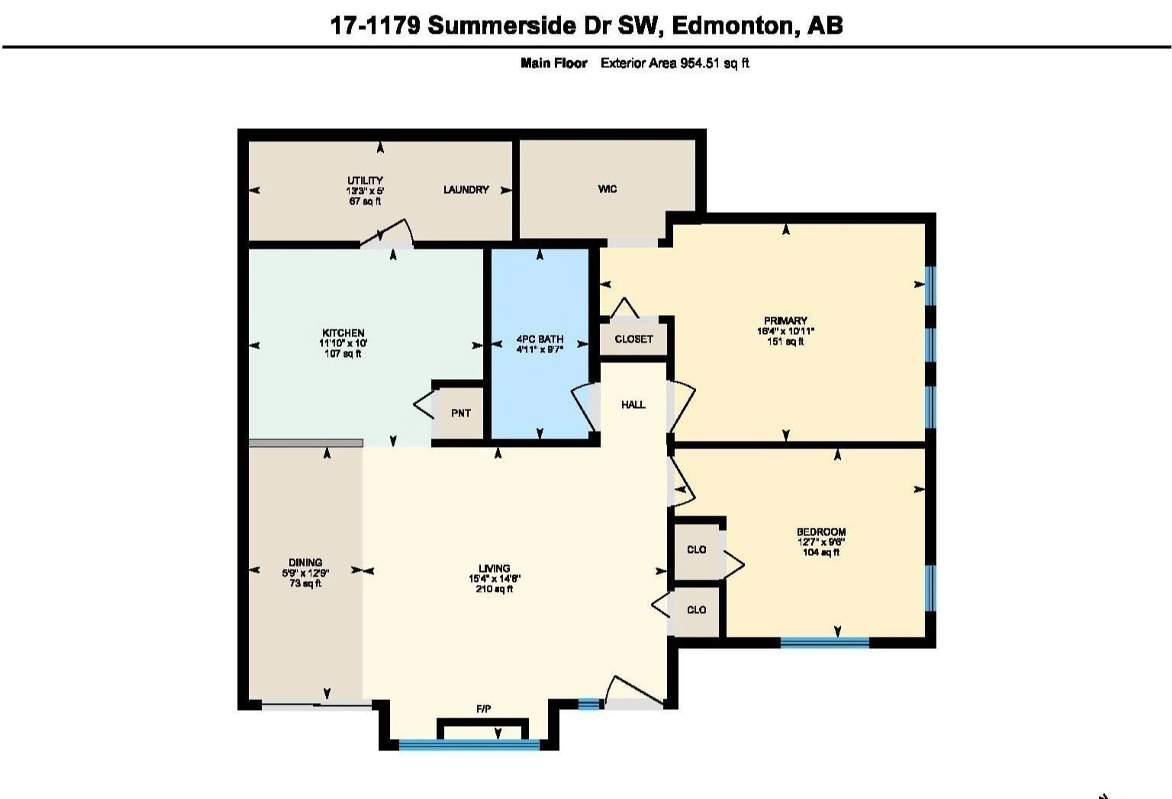 Floor plan for #17 - 1179 SUMMERSIDE DR, Edmonton Alberta T6X1K1