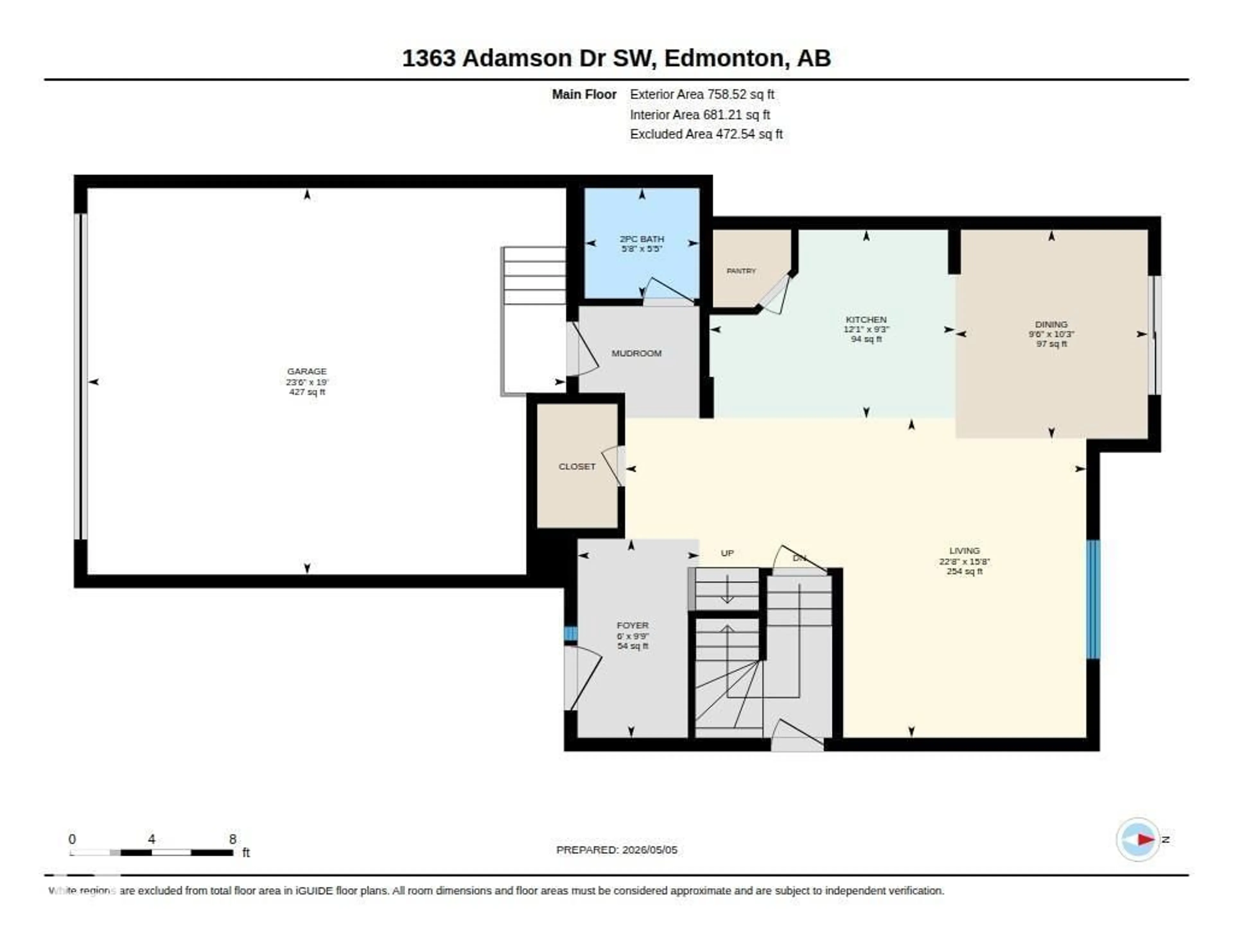 Floor plan for 1363 ADAMSON DR, Edmonton Alberta T6W3C2