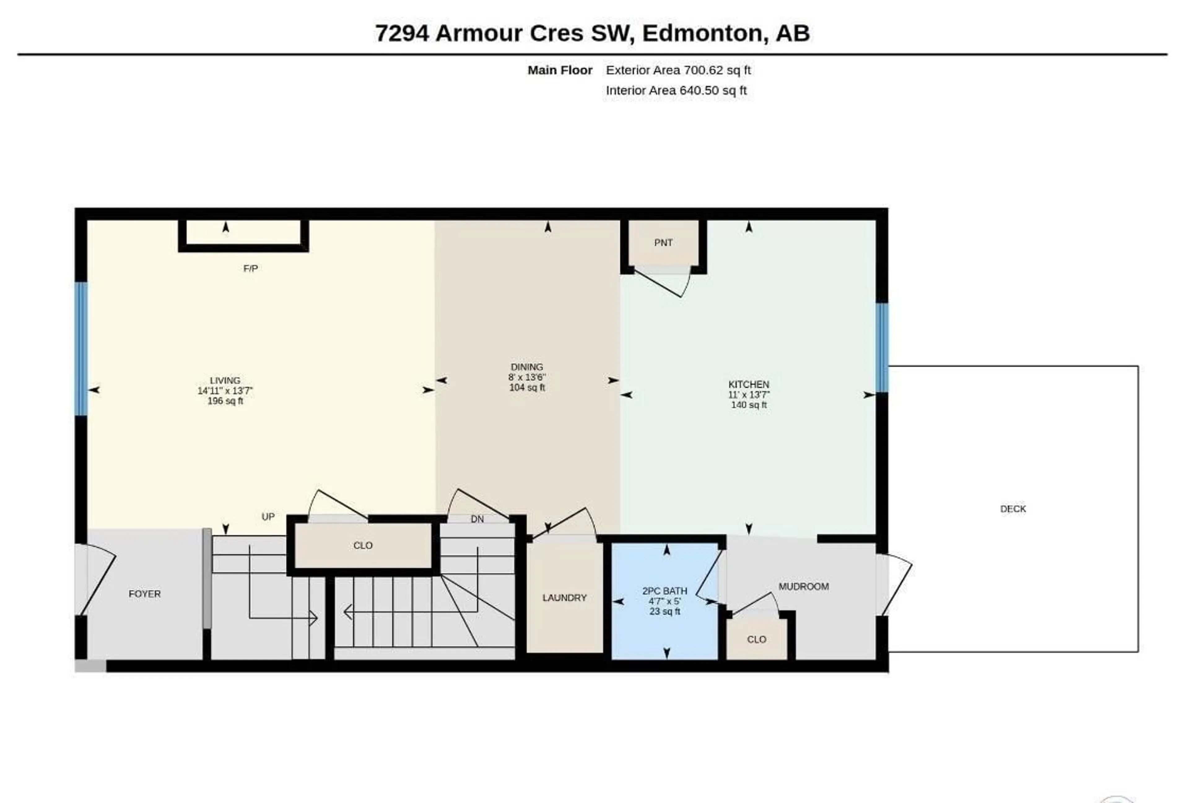 Floor plan for 7294 ARMOUR CR, Edmonton Alberta T6W2S2