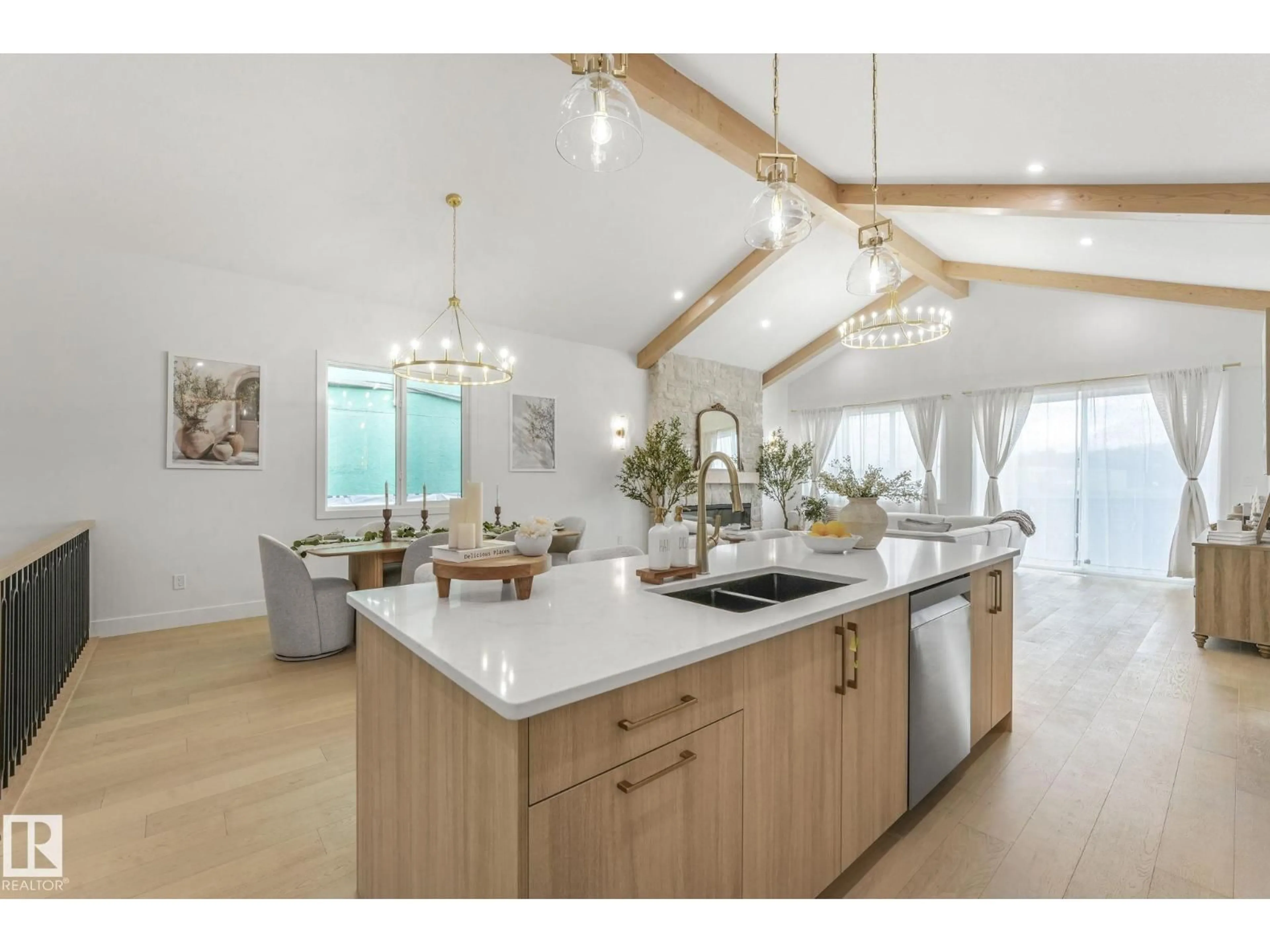 Open concept kitchen, wood/laminate floor for 5 STERLINGSHIRE MANOR, Sherwood Park Alberta T8B0G4