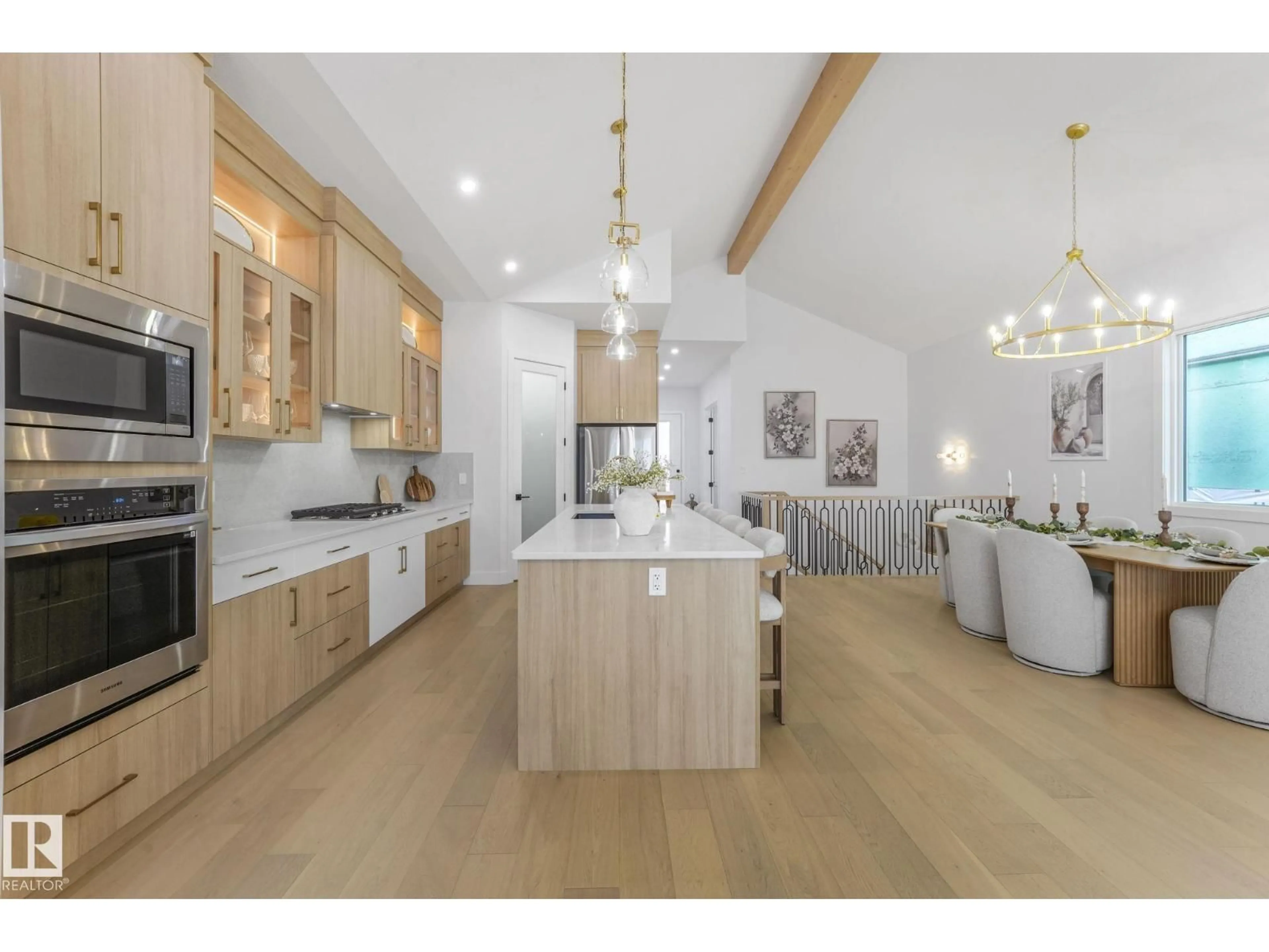 Open concept kitchen, wood/laminate floor for 5 STERLINGSHIRE MANOR, Sherwood Park Alberta T8B0G4