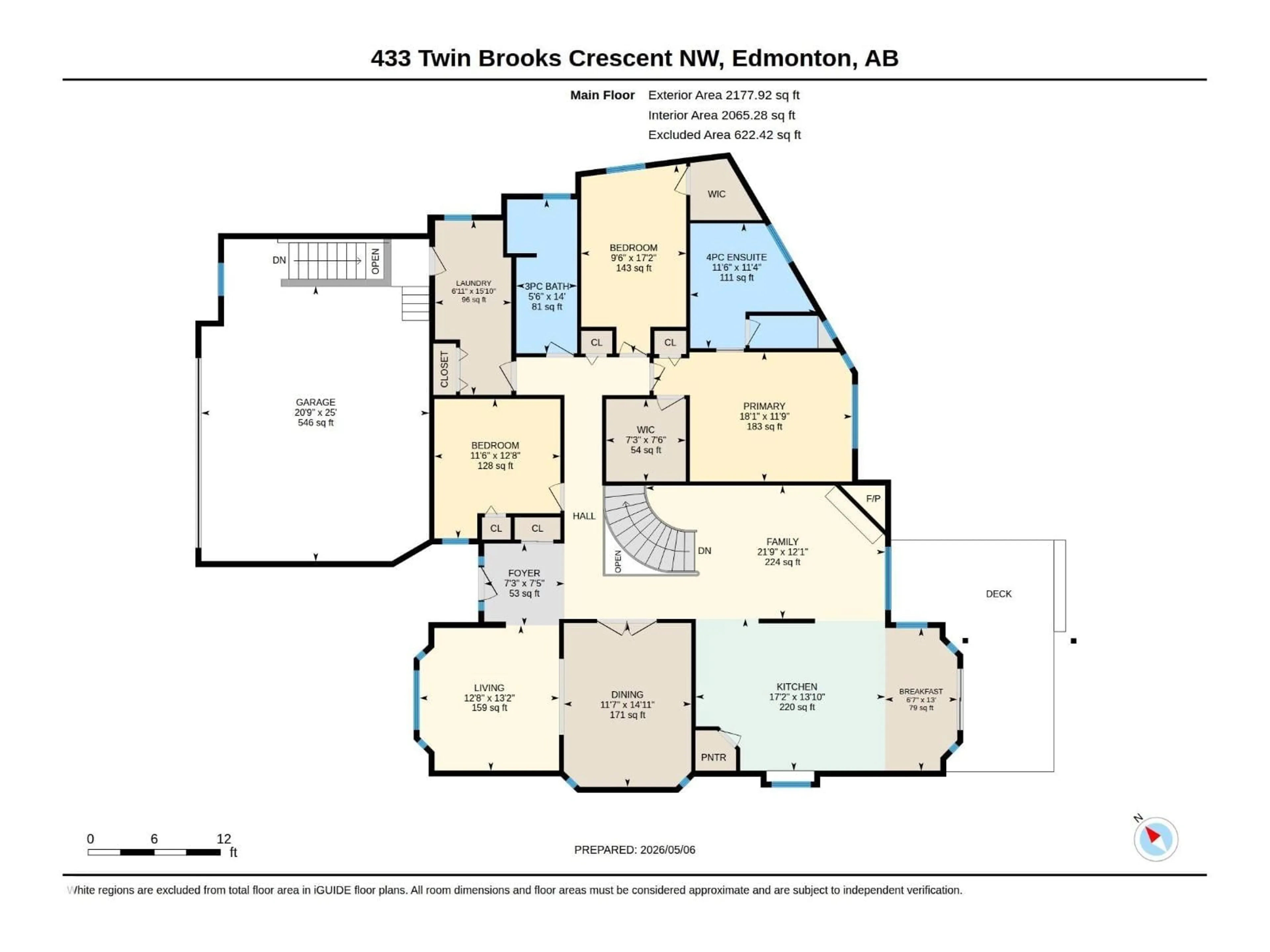 Floor plan for 433 TWIN BROOKS CR, Edmonton Alberta T6J6W7