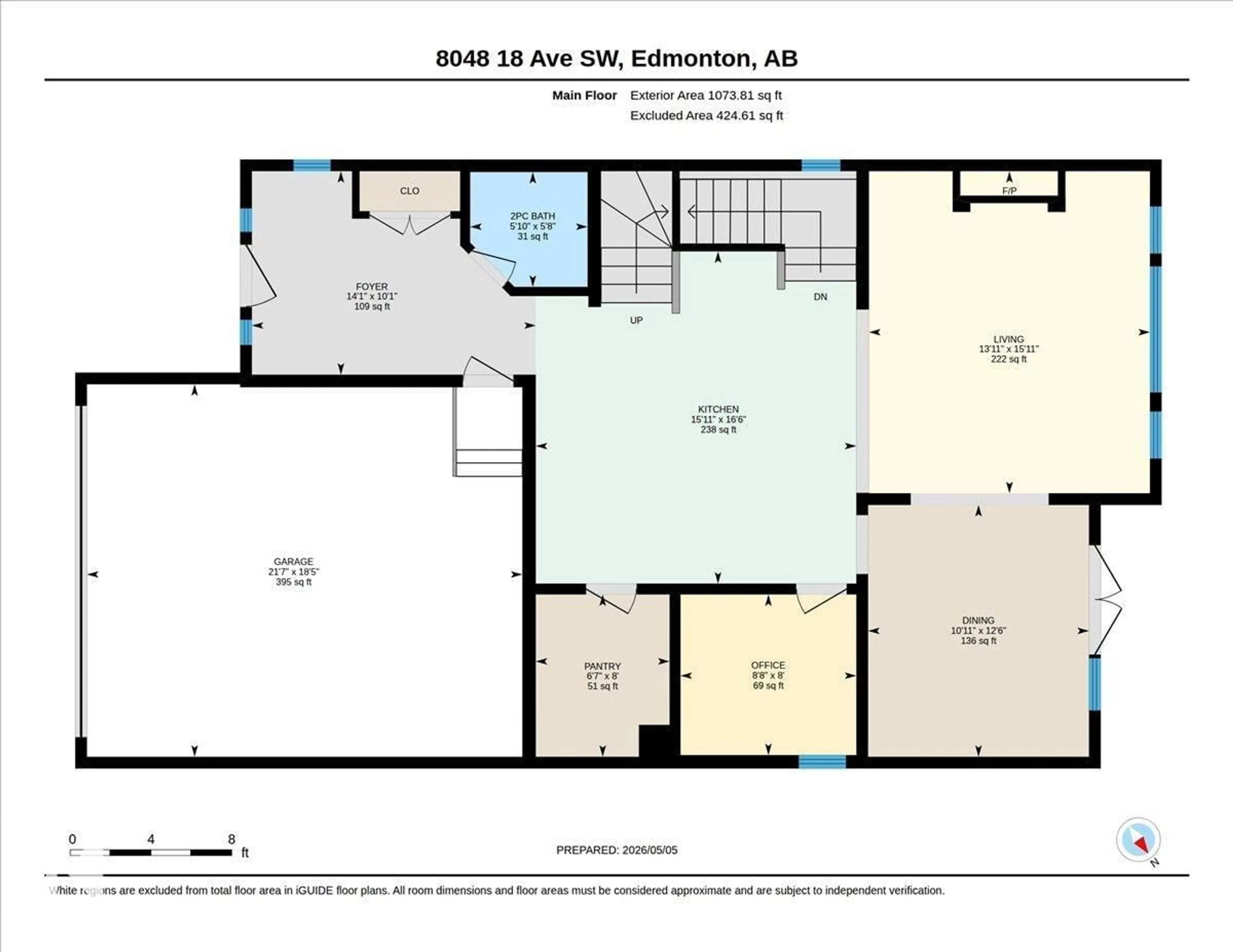 Floor plan for SW - 8048 18 AV, Edmonton Alberta T6X0Z8