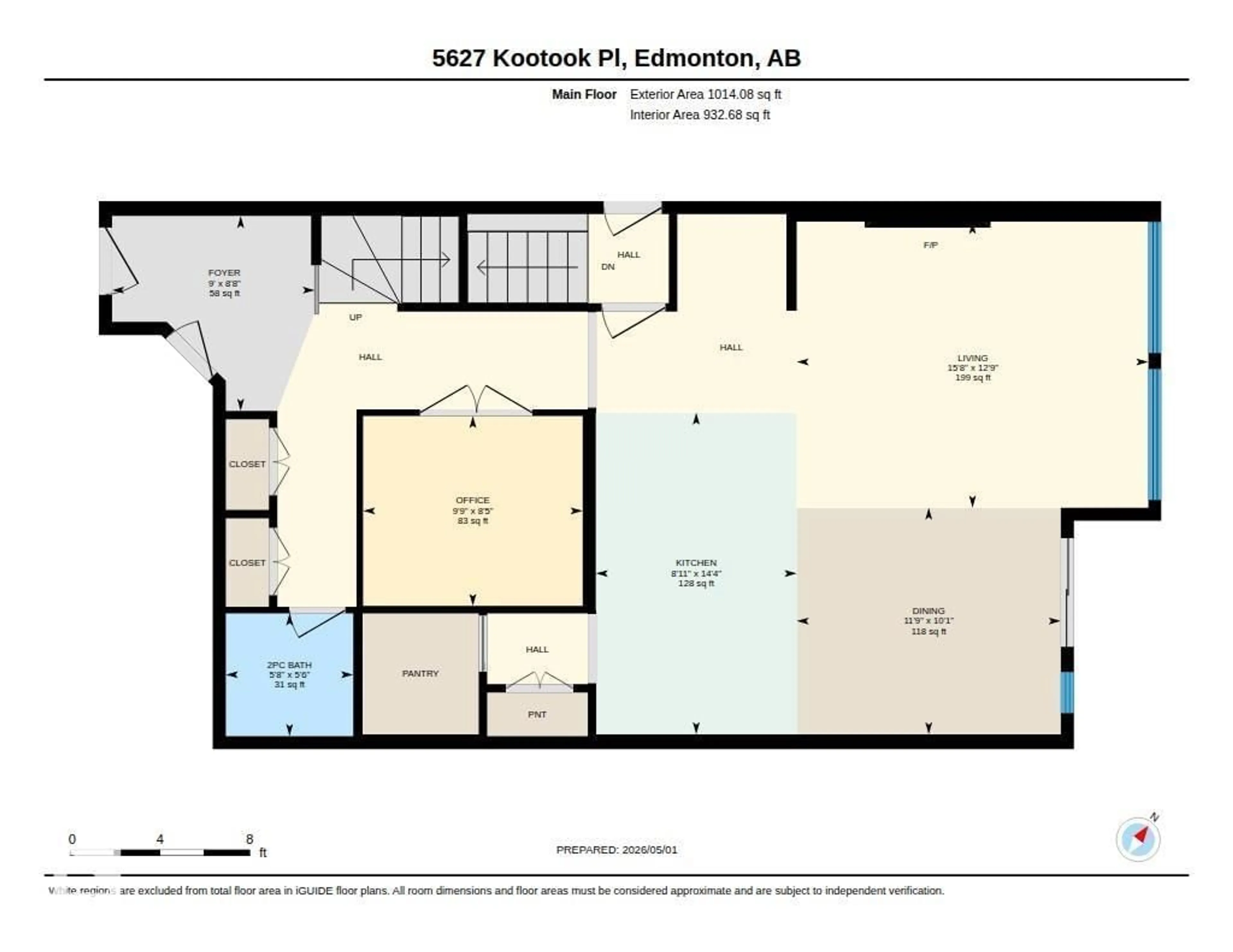 Floor plan for 5627 KOOTOOK PL, Edmonton Alberta T6W4Z6