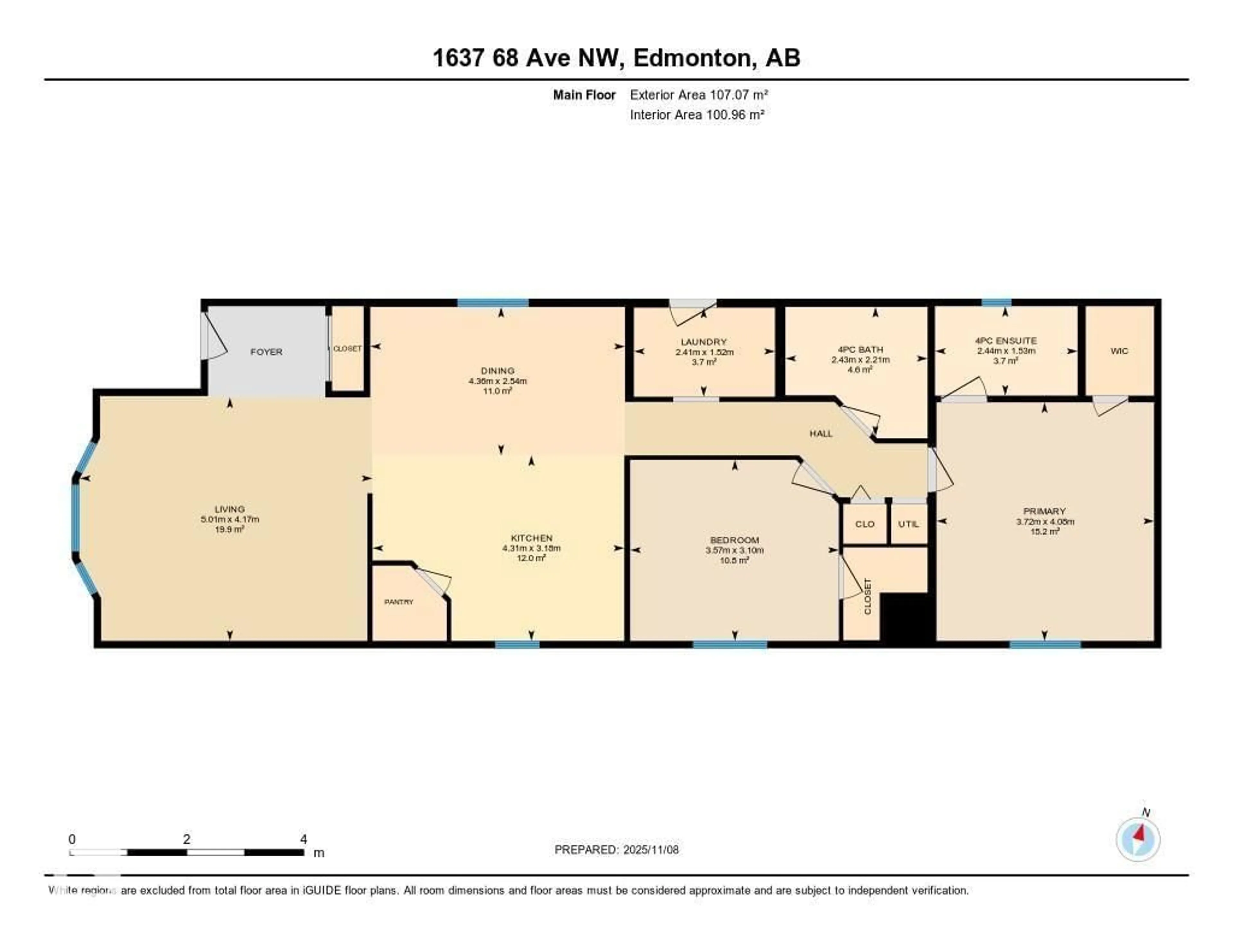 Floor plan for 1637 68 AV, Edmonton Alberta T6P0A4