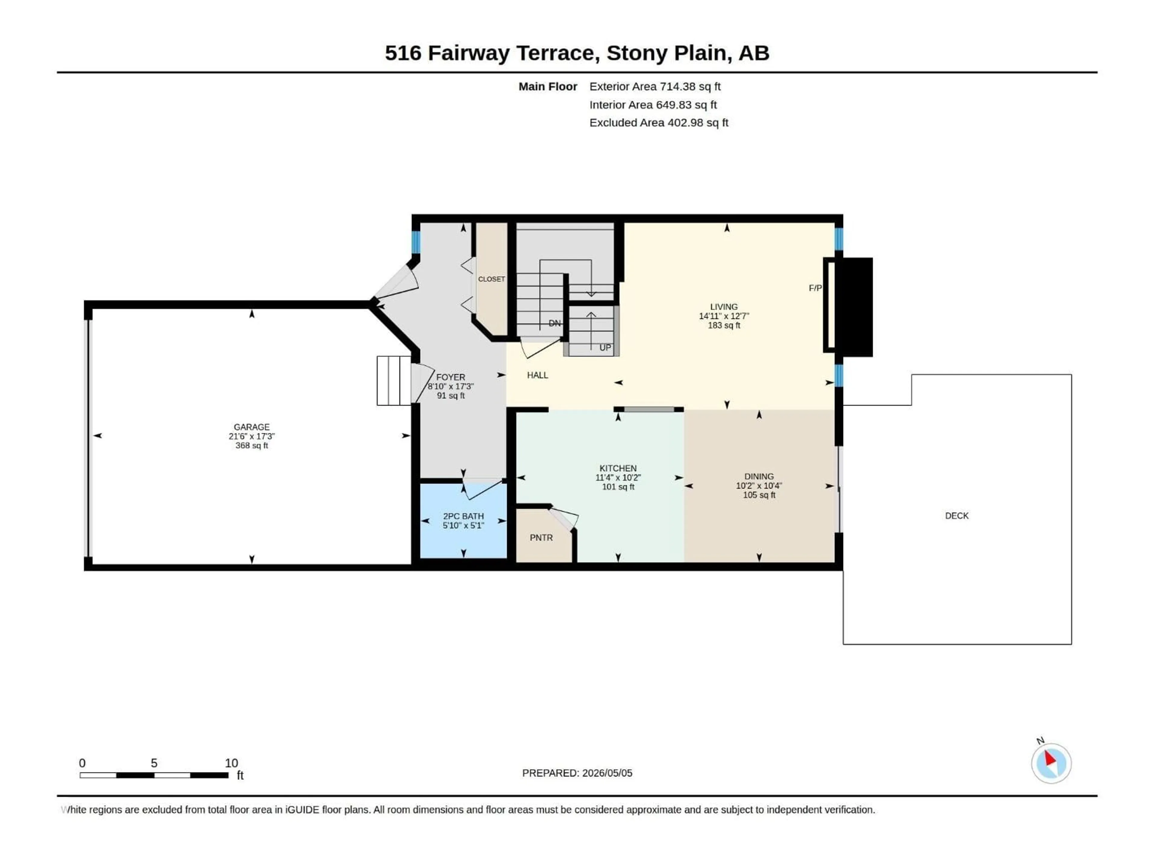 Floor plan for 516 FAIRWAY TC, Stony Plain Alberta T7Z0G9