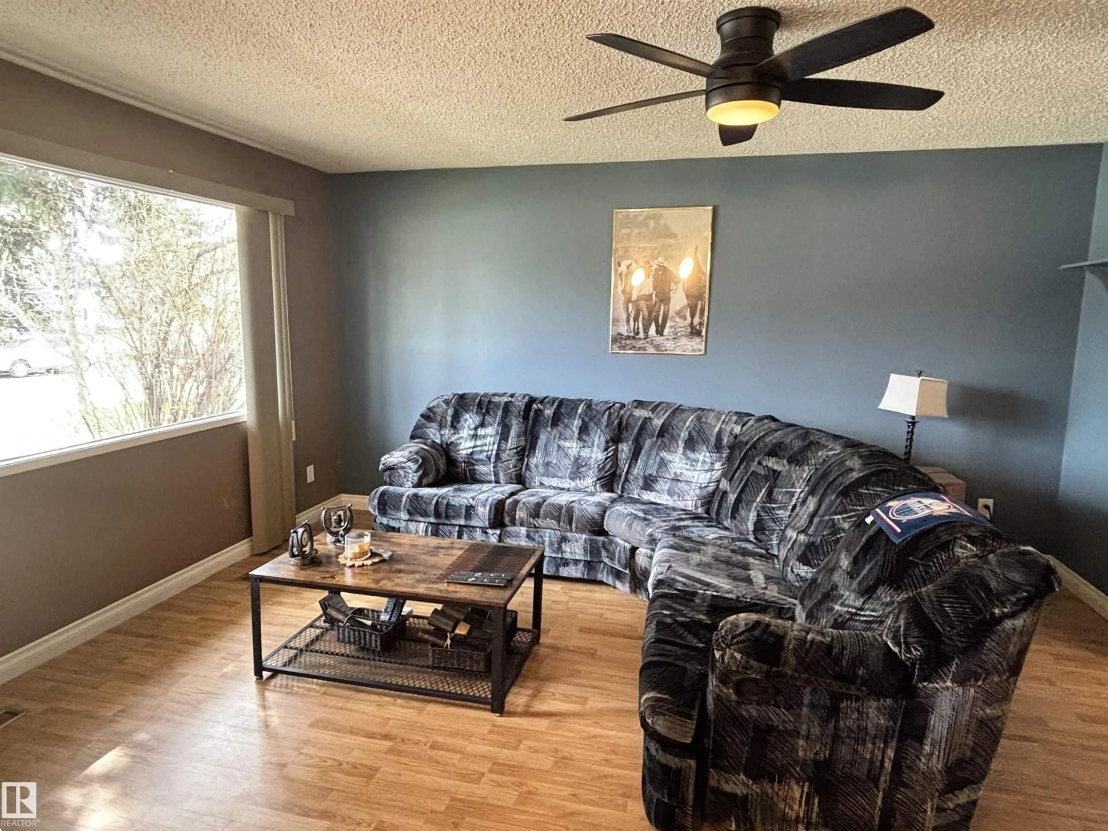 Living room with furniture, wood/laminate floor for 155 BROOKWOOD DR, Spruce Grove Alberta T7X1H3
