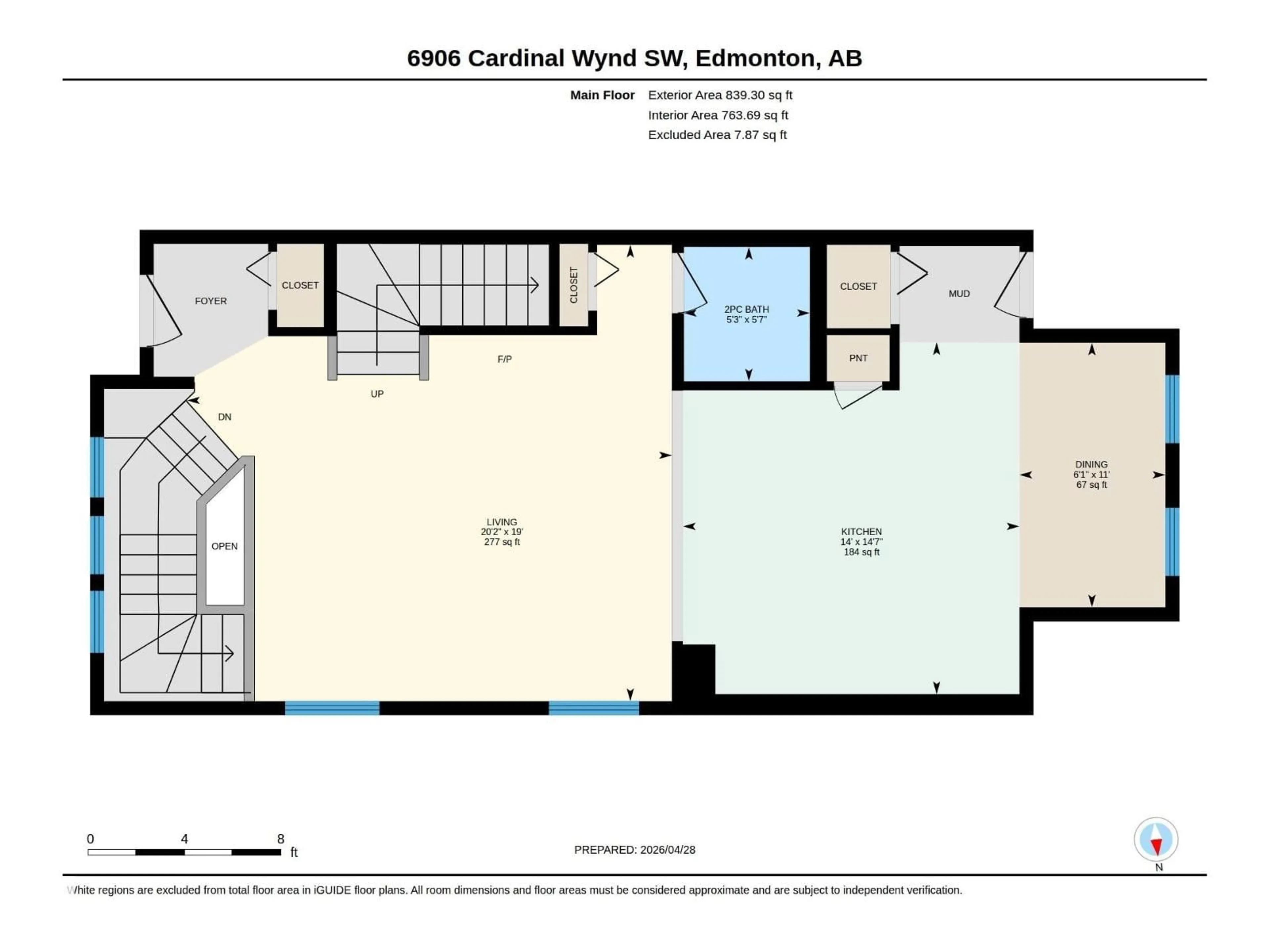 Floor plan for SW - 6906 CARDINAL WD, Edmonton Alberta T6W2Y4
