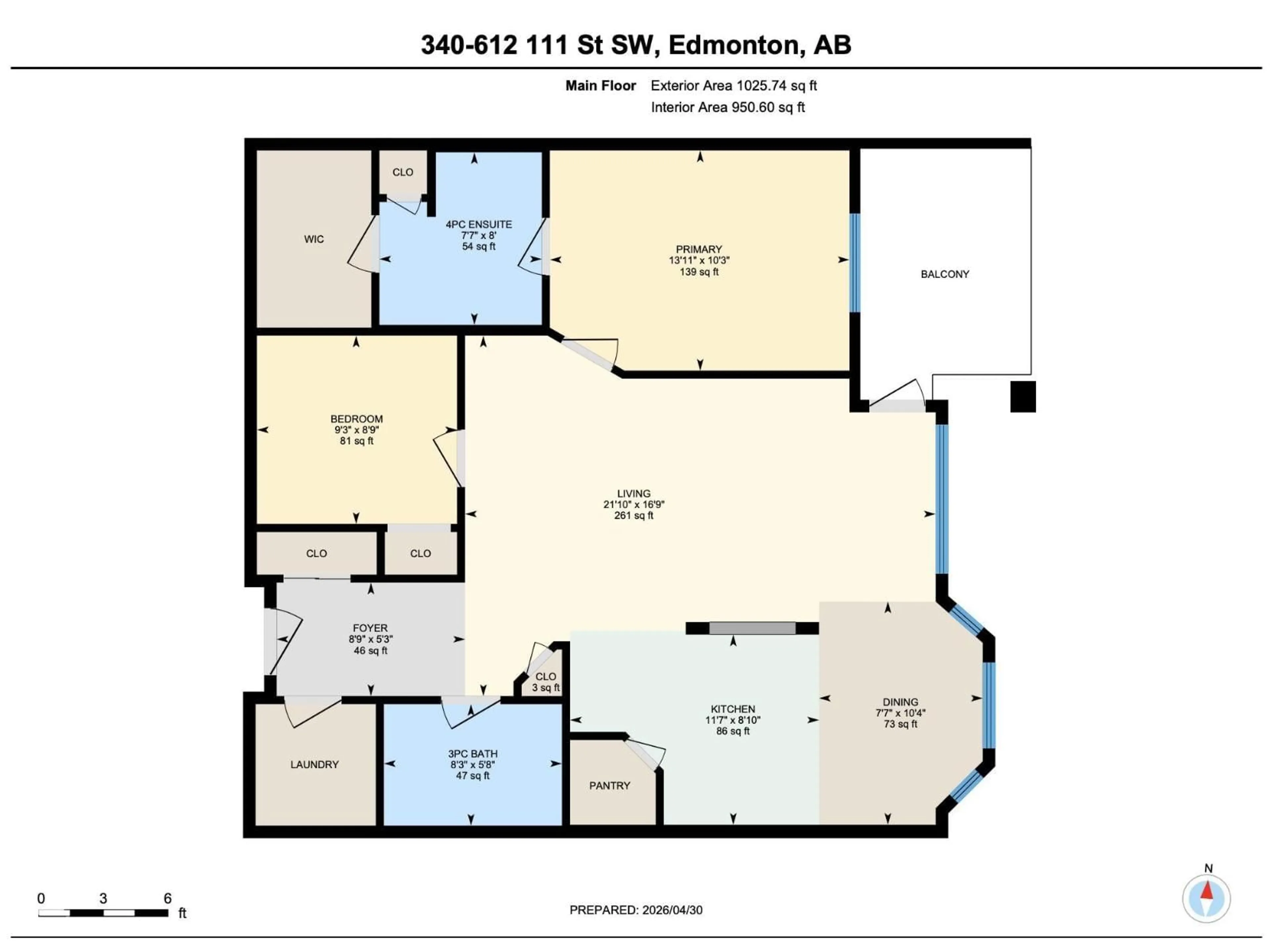 Floor plan for 340 612 111 ST, Edmonton Alberta T6W1R9