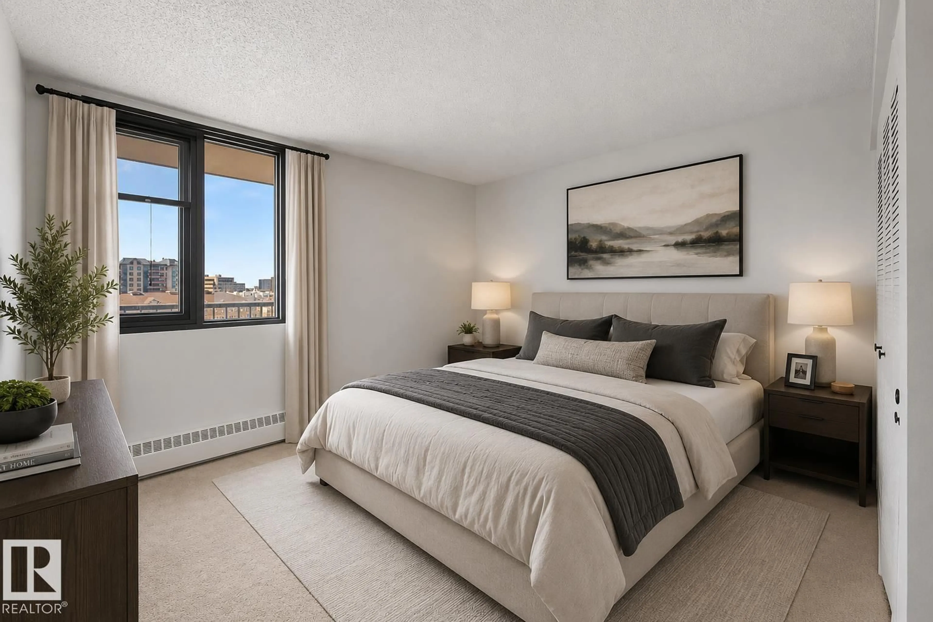 Bedroom with bed, unknown for 608 - 10125 109 ST NW, Edmonton Alberta T5J3P1